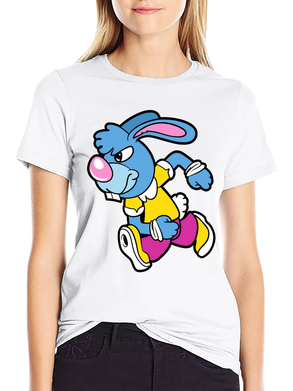 Cartoon Running Rabbit Graphic T-Shirt