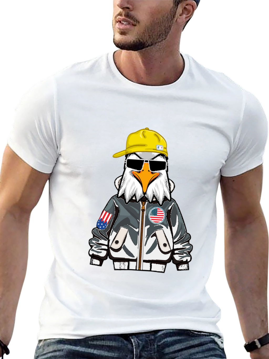 Cool Eagle Graphic Tee - Patriotic Style