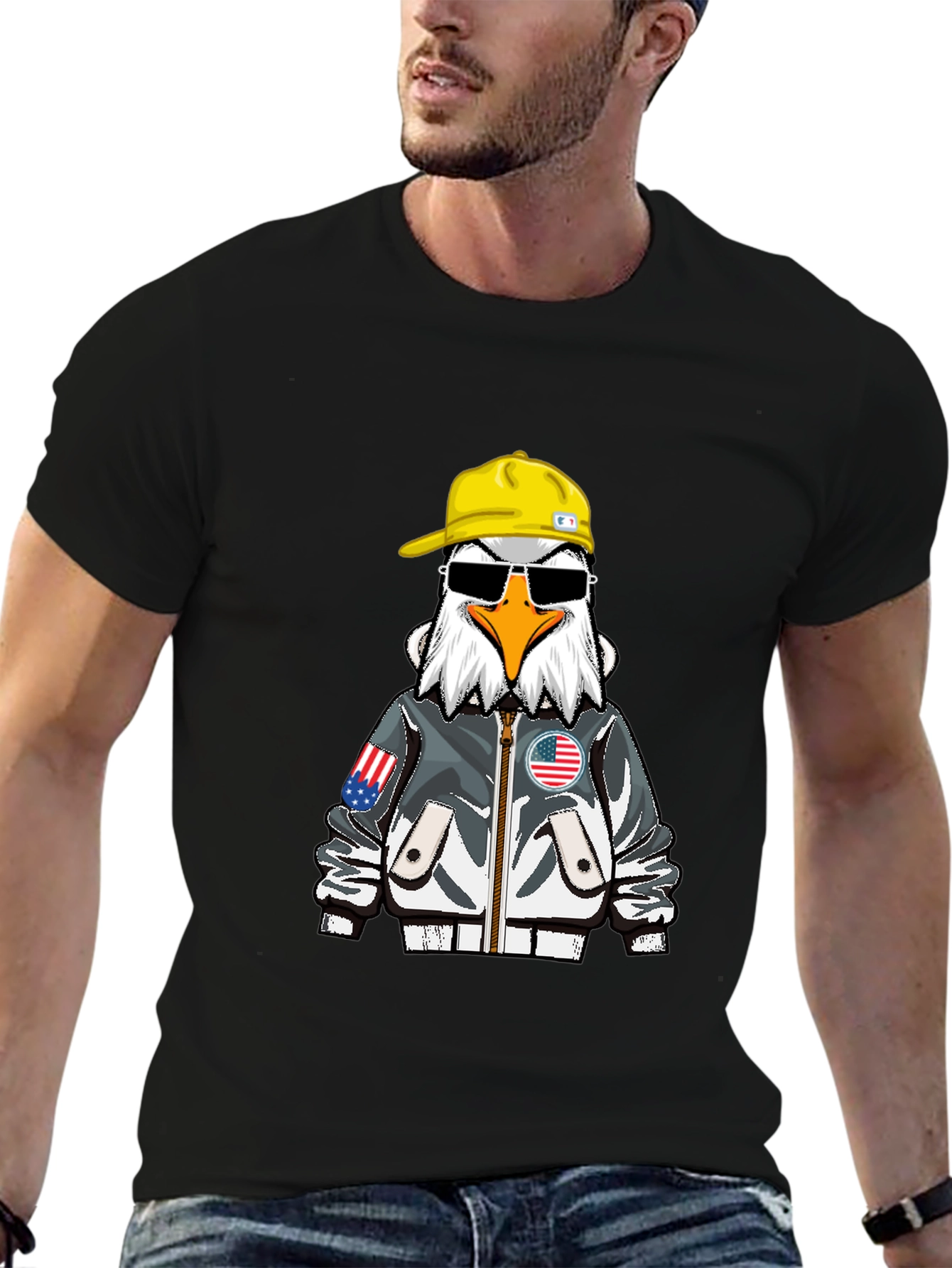 Cool Eagle Graphic Tee - Patriotic Style