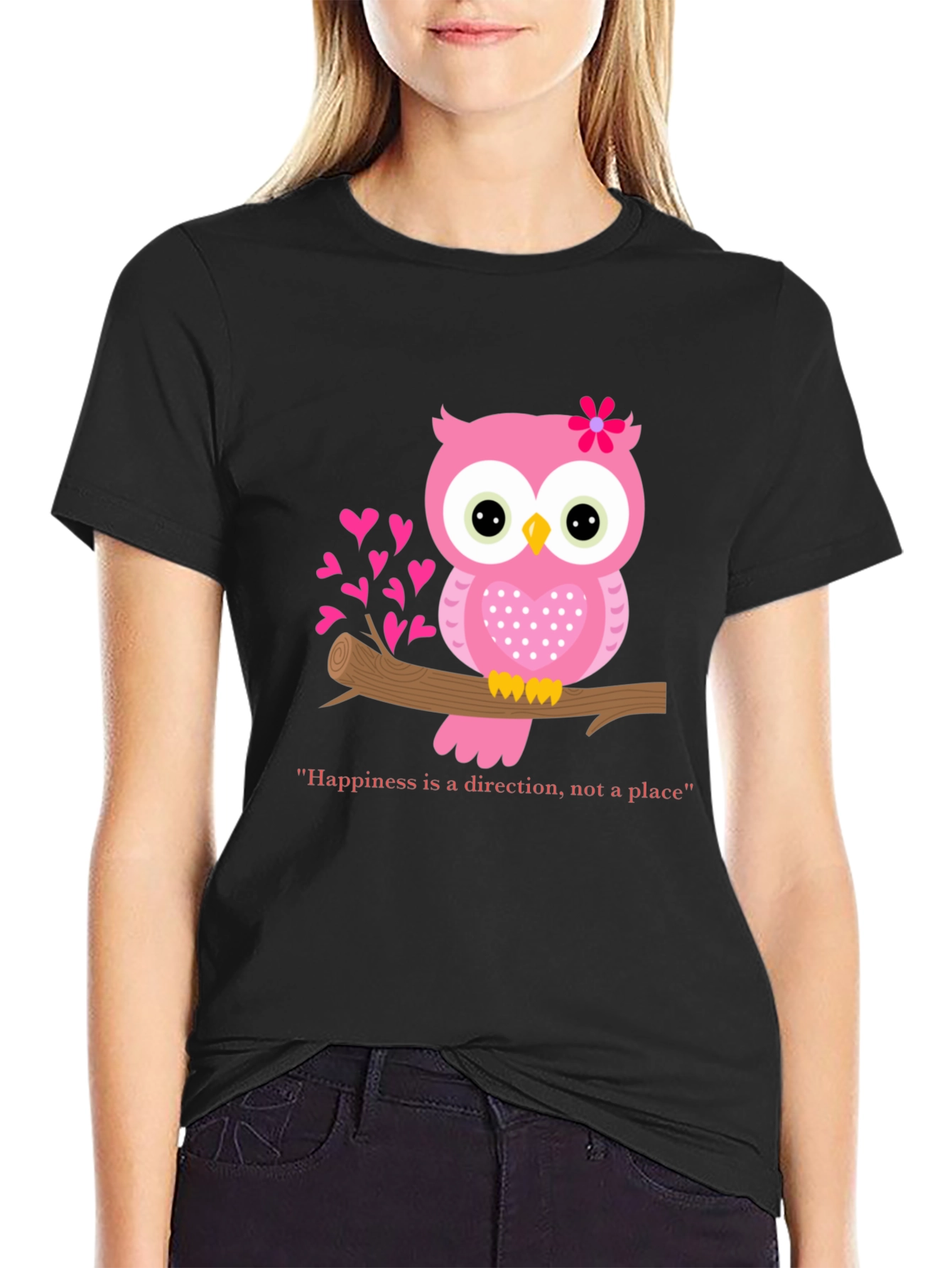 Cute Owl Graphic Tee - Happiness Direction