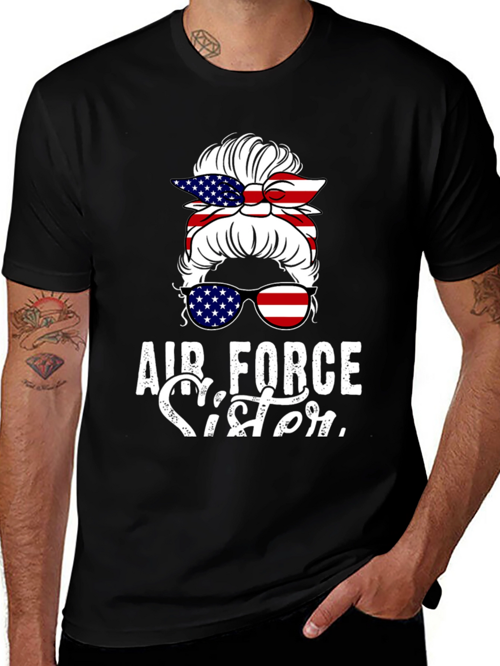 Air Force Sister Messy Bun T-Shirt
