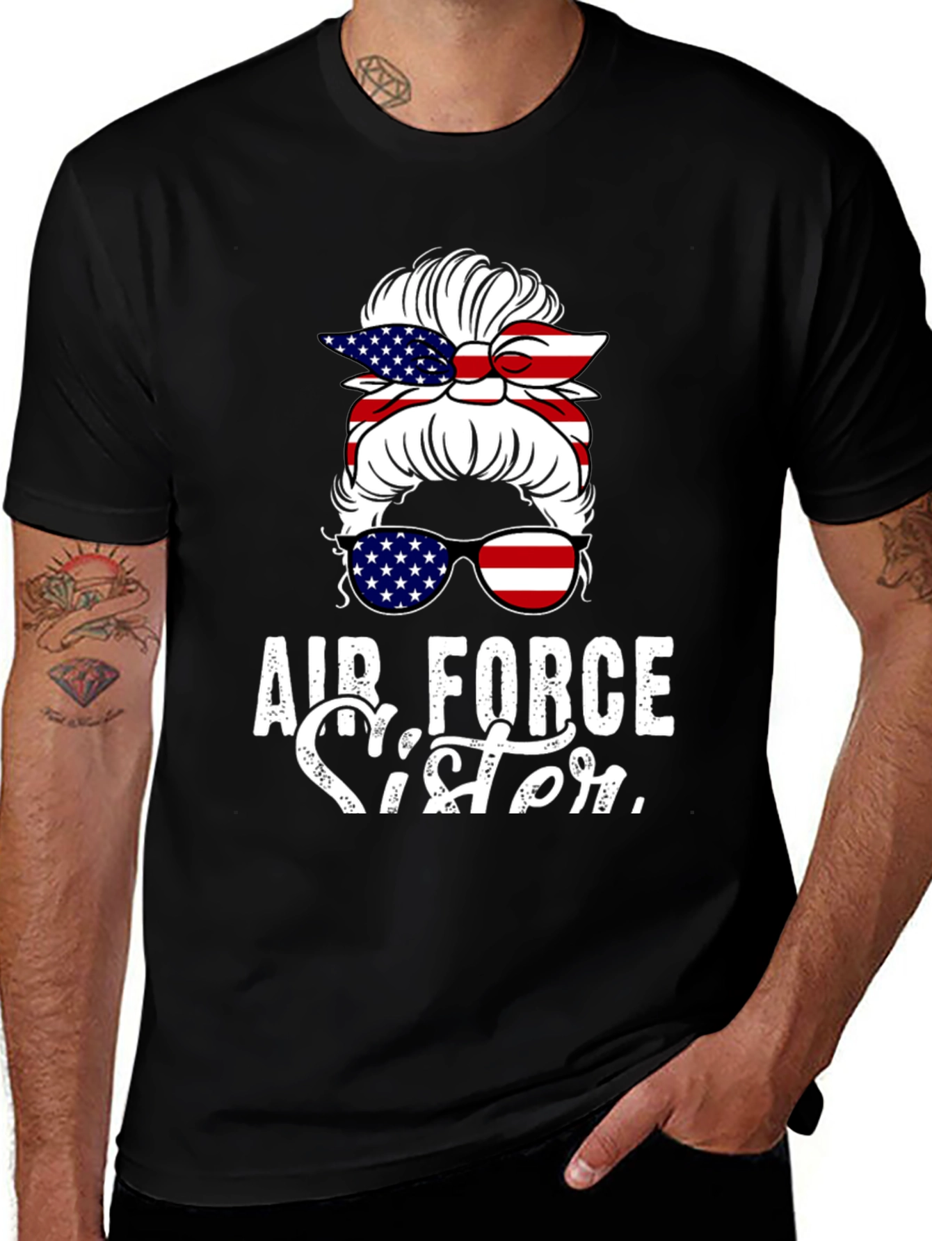 Air Force Sister Messy Bun T-Shirt