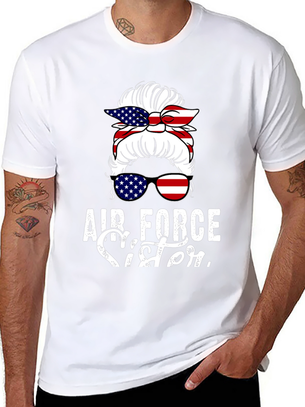 Air Force Sister Messy Bun T-Shirt