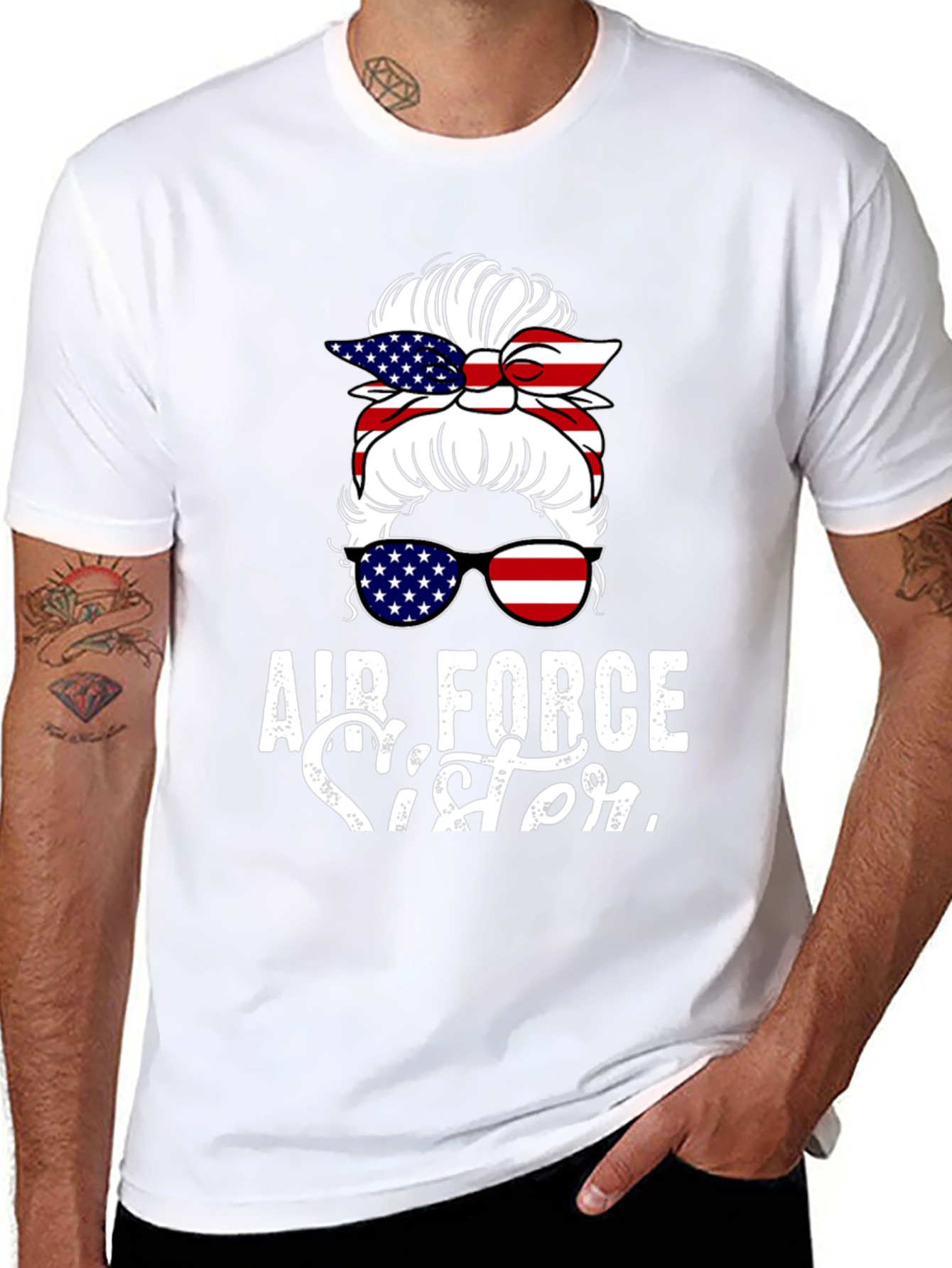 Air Force Sister Messy Bun T-Shirt