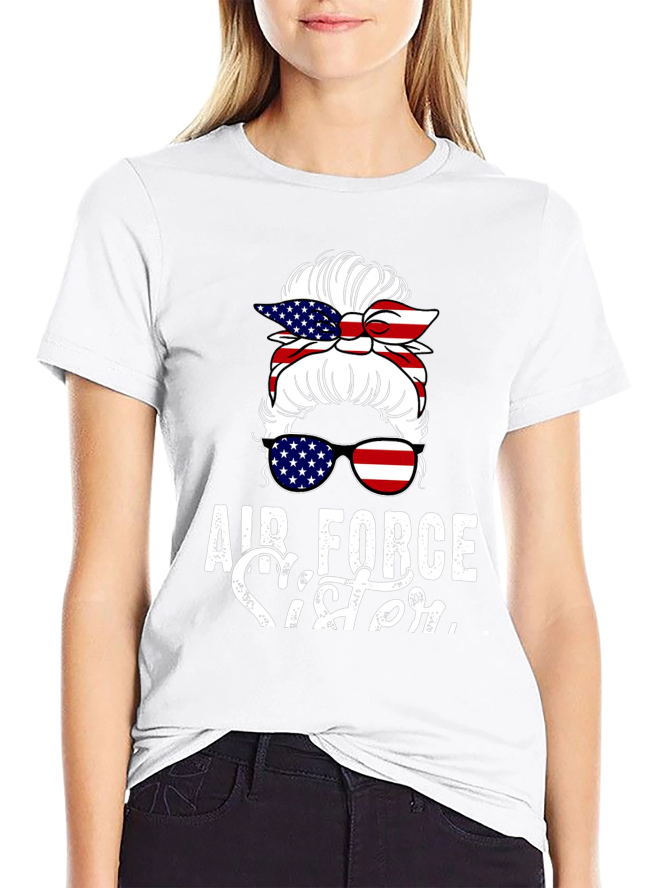 Air Force Sister Messy Bun T-Shirt