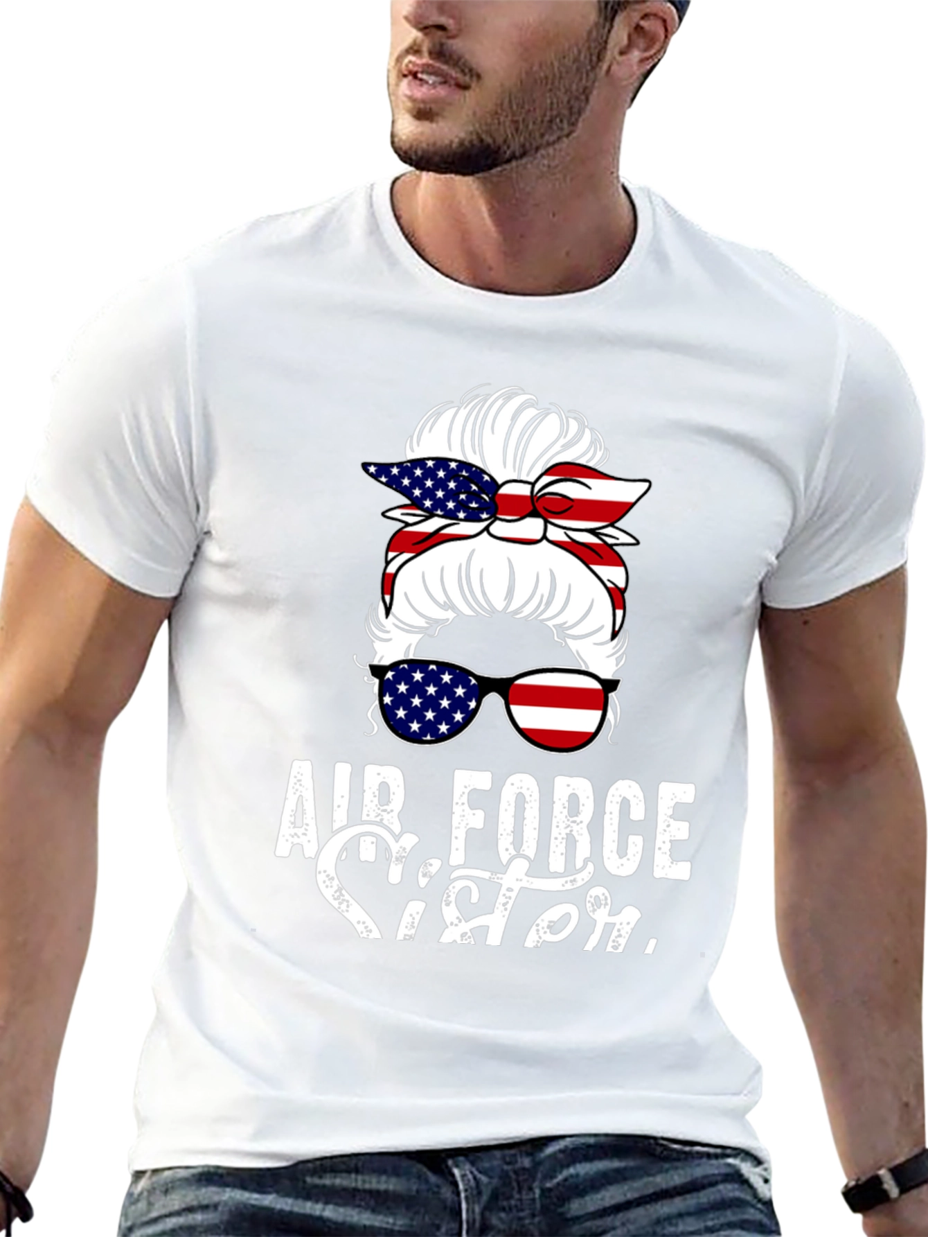 Air Force Sister Messy Bun T-Shirt