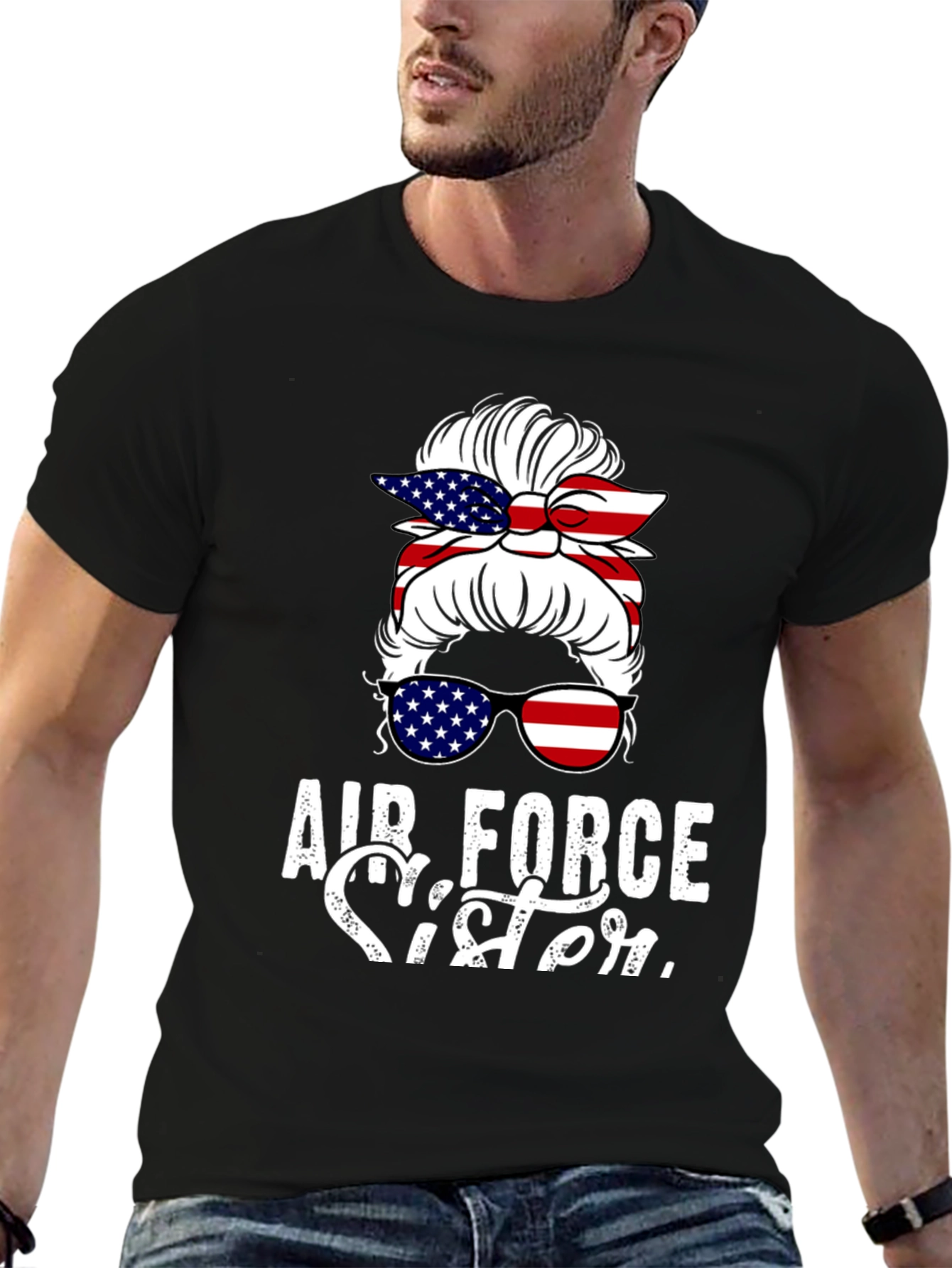 Air Force Sister Messy Bun T-Shirt