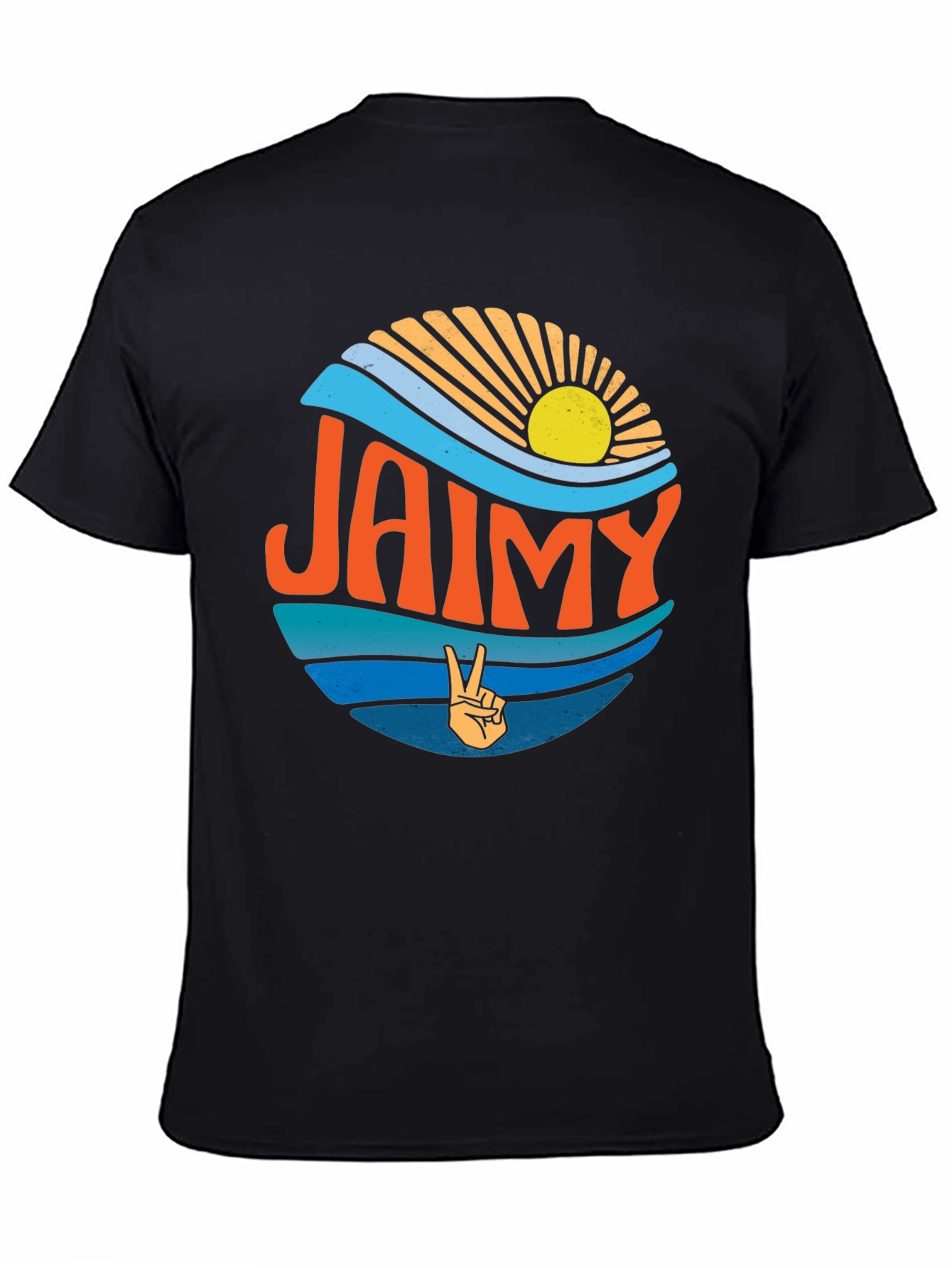 Retro Jaimy Graphic Tee - Surf Sun and Peace Sign
