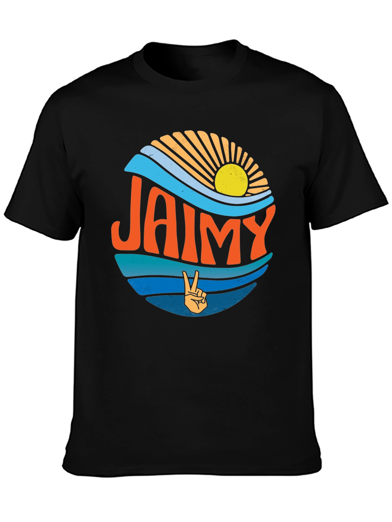 Retro Jaimy Graphic Tee - Surf Sun and Peace Sign