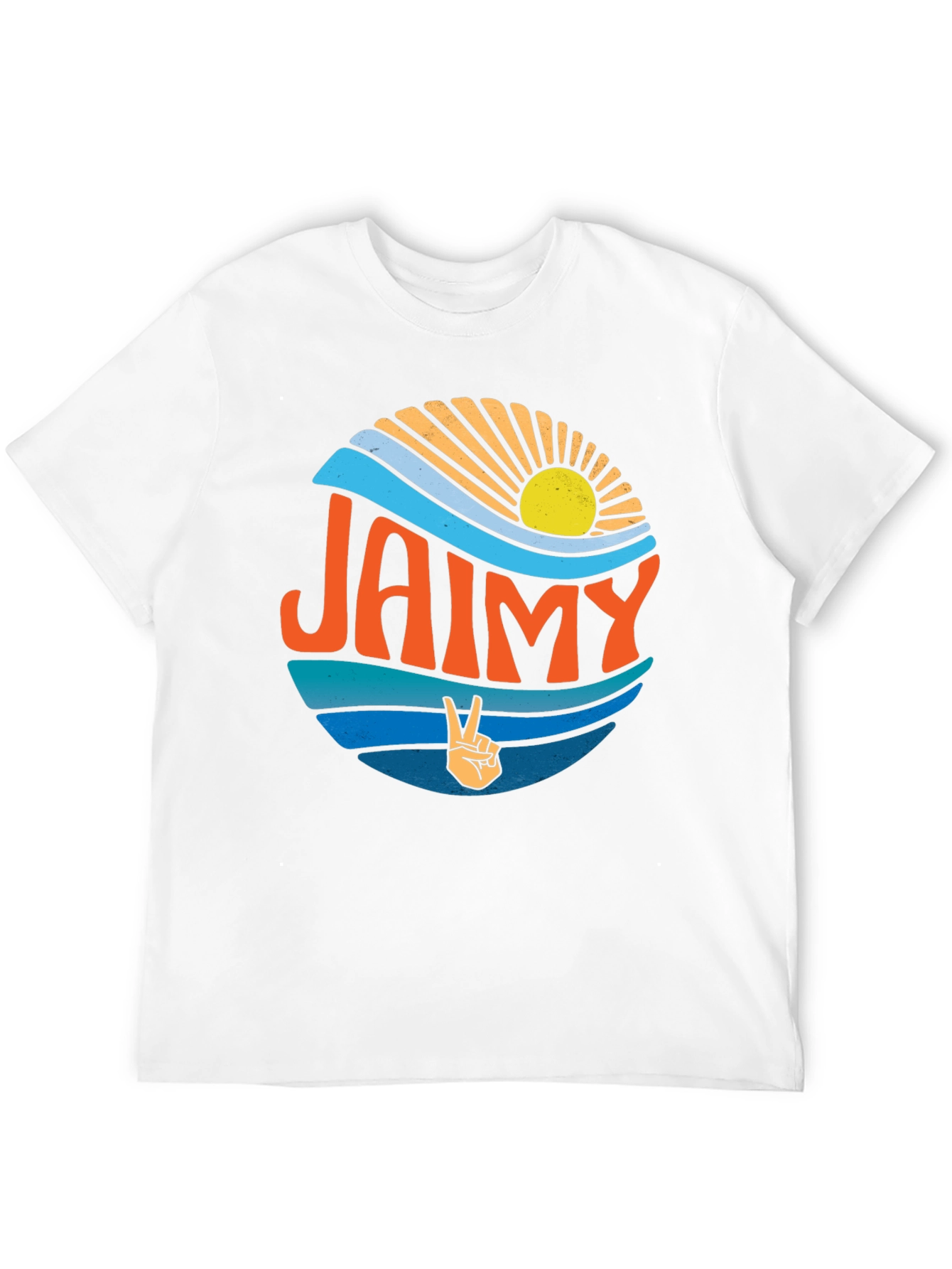 Retro Jaimy Graphic Tee - Surf Sun and Peace Sign