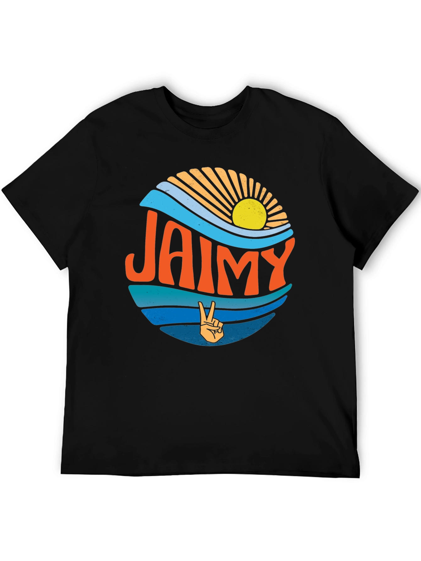 Retro Jaimy Graphic Tee - Surf Sun and Peace Sign
