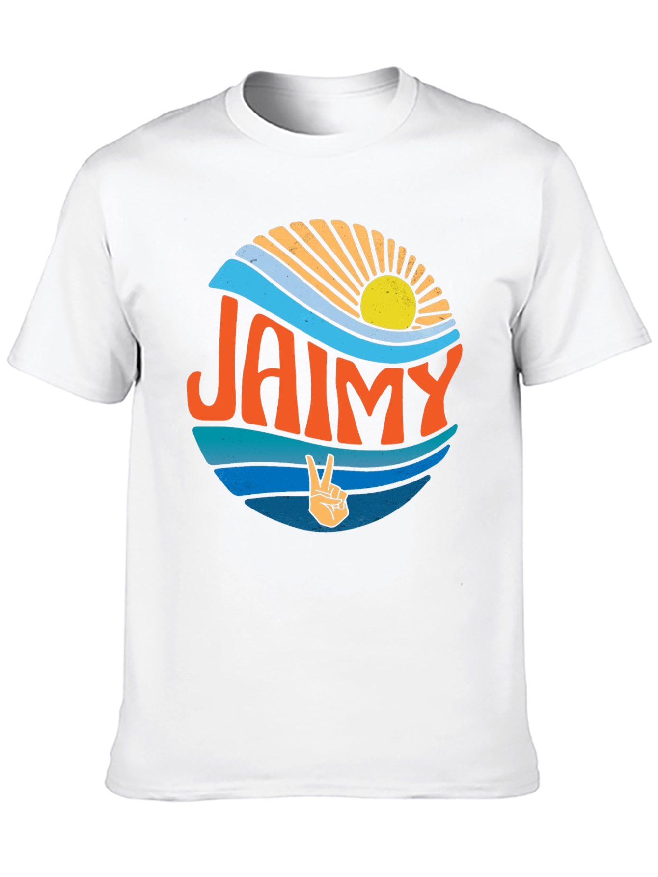 Retro Jaimy Graphic Tee - Surf Sun and Peace Sign