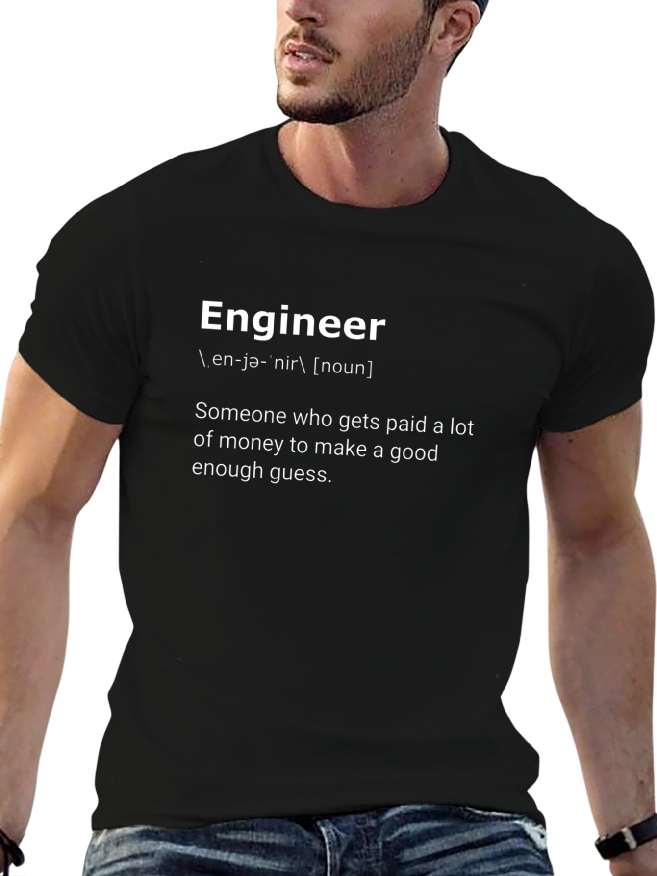 Engineer Definition Black T-Shirt - Funny Engineering Gift