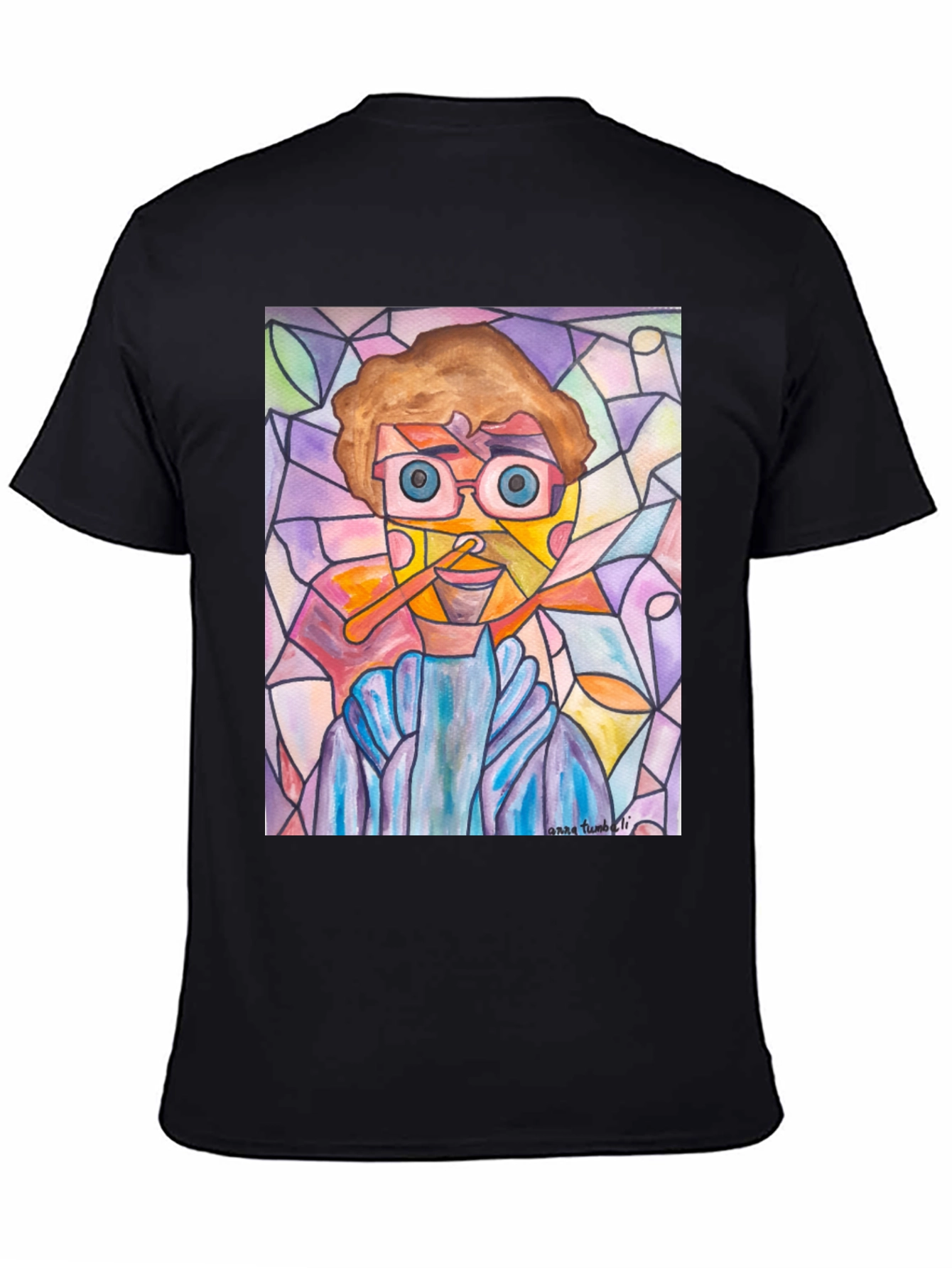 Abstract Man Stained Glass Style Graphic Tee