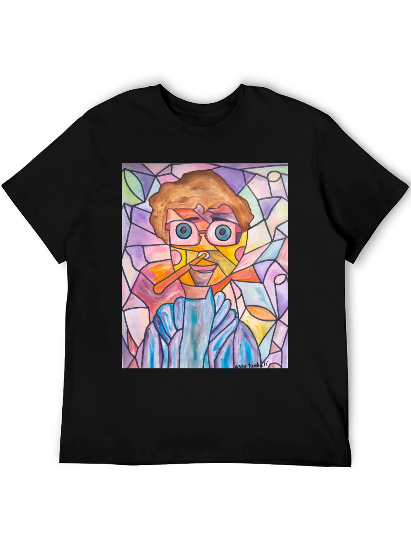 Abstract Man Stained Glass Style Graphic Tee
