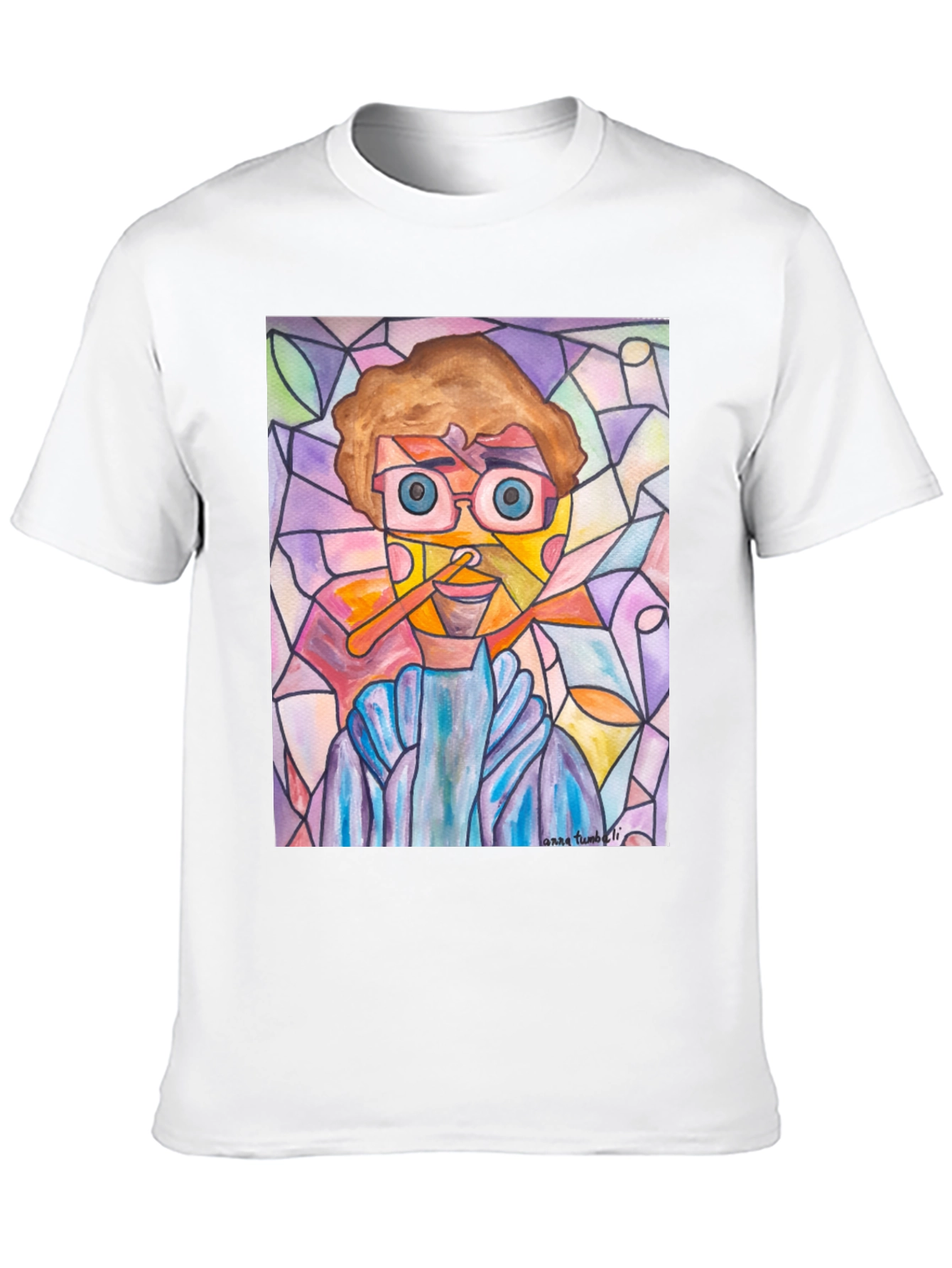Abstract Man Stained Glass Style Graphic Tee