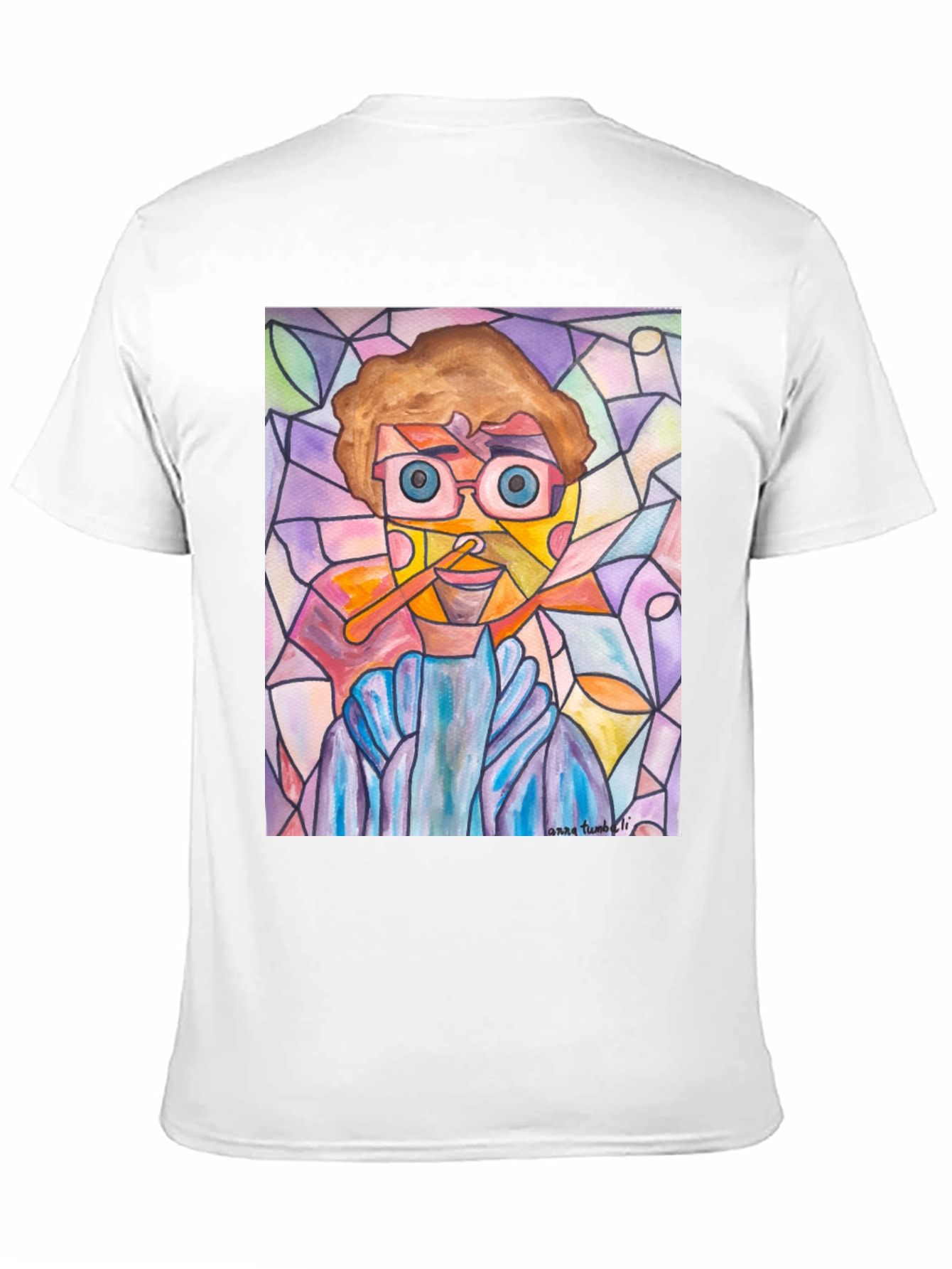 Abstract Man Stained Glass Style Graphic Tee