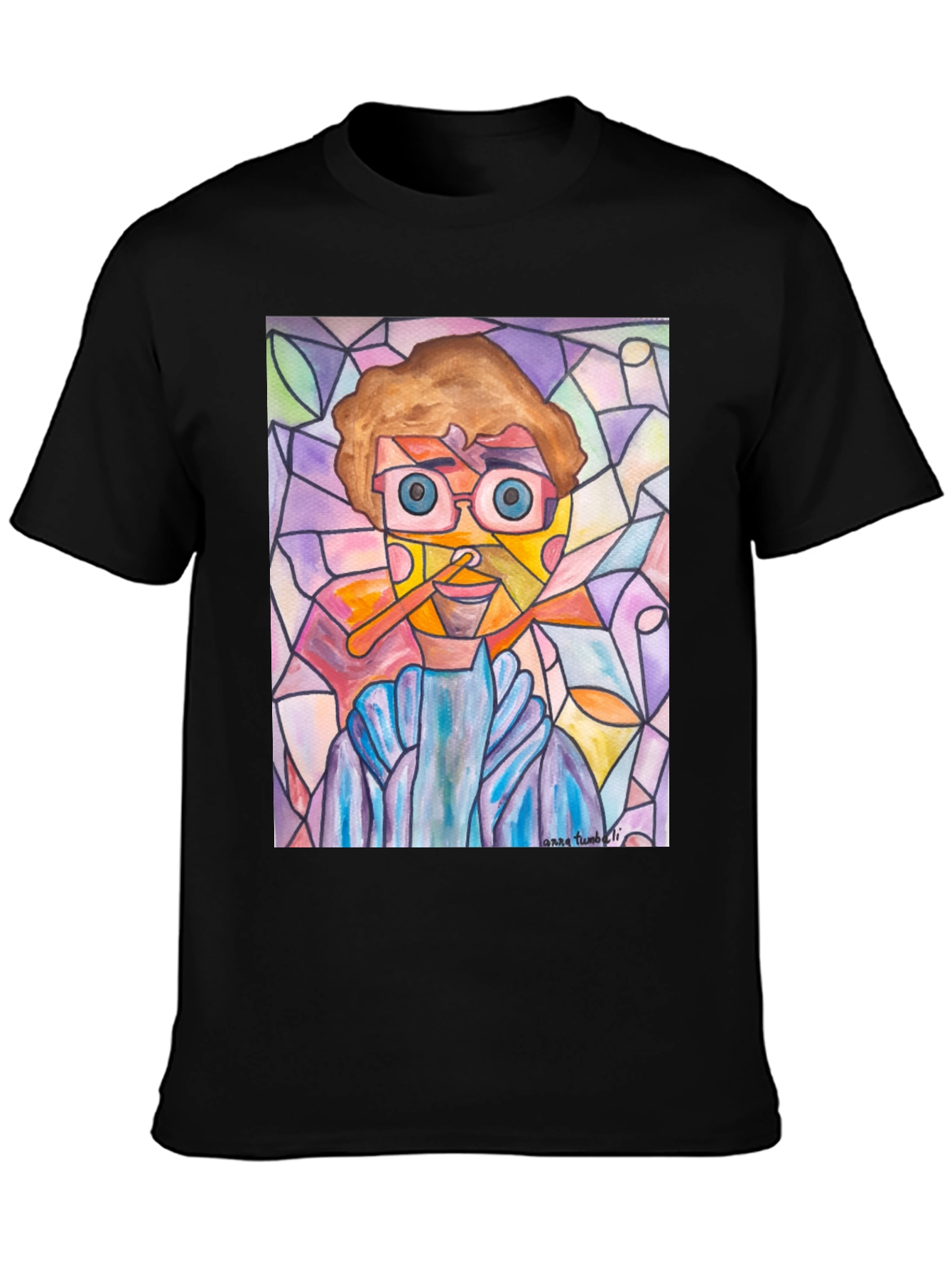 Abstract Man Stained Glass Style Graphic Tee