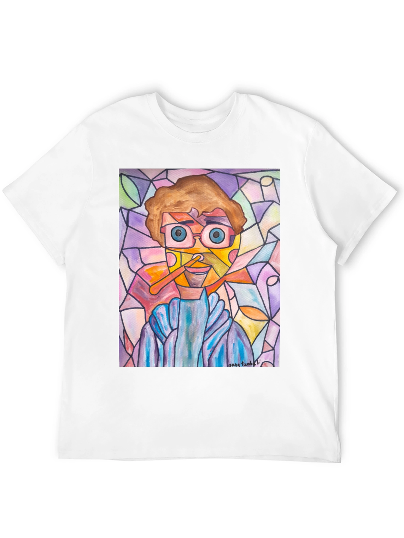 Abstract Man Stained Glass Style Graphic Tee