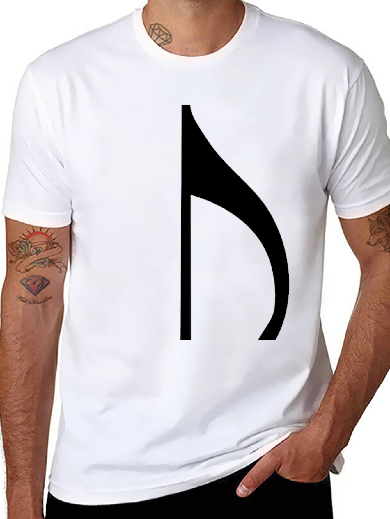 Modern Black T-Shirt with Abstract Musical Note