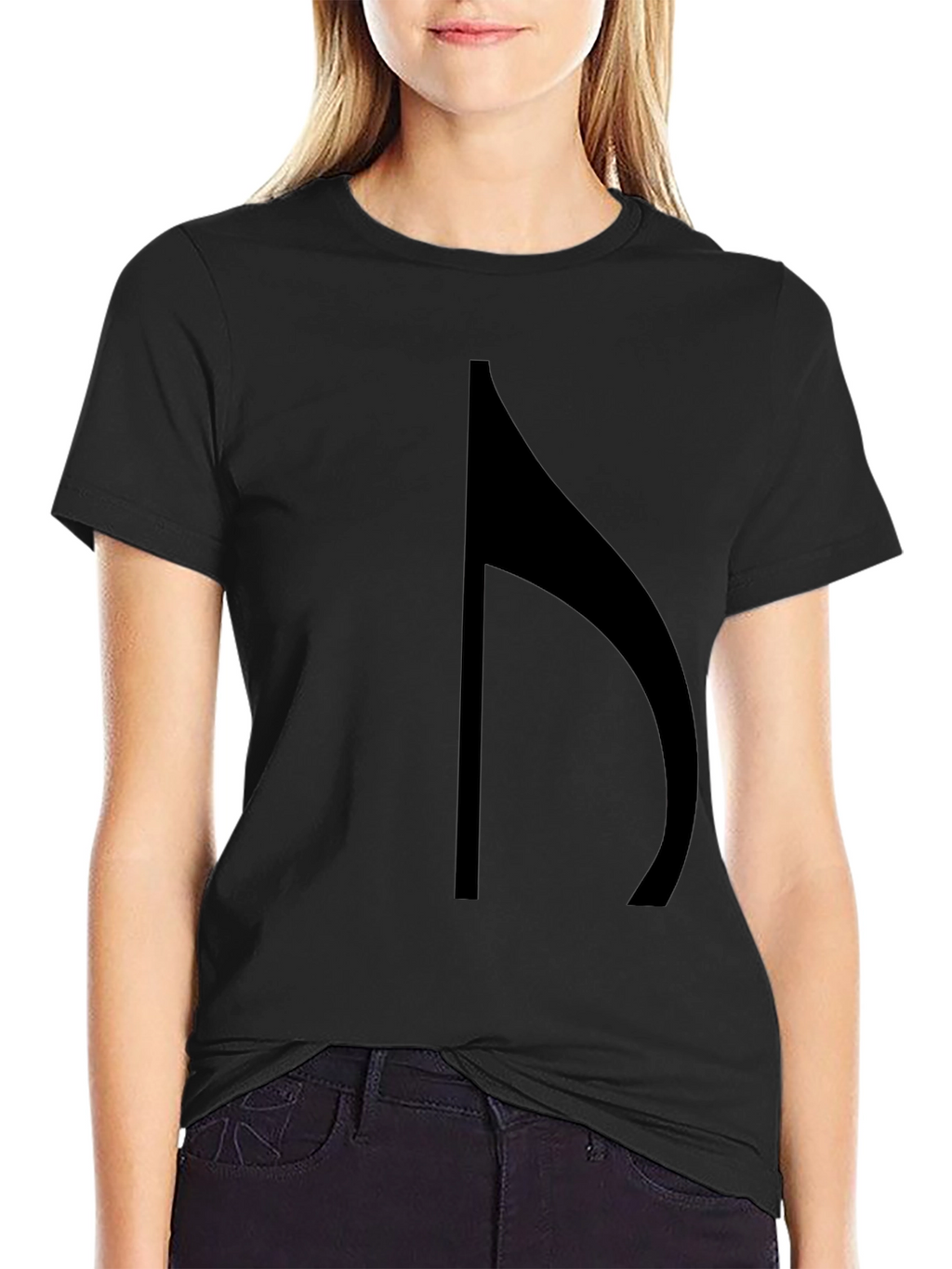 Modern Black T-Shirt with Abstract Musical Note