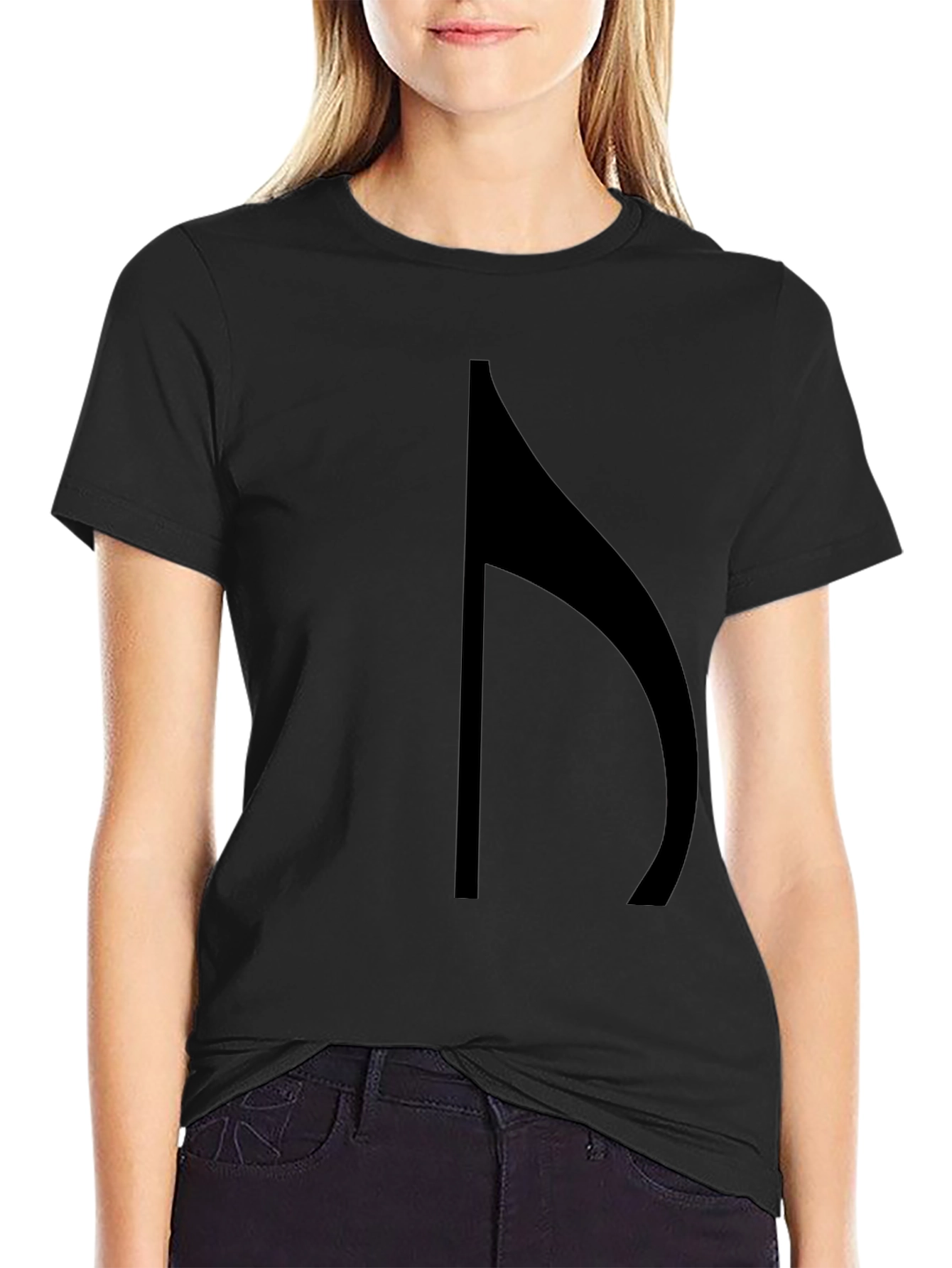 Modern Black T-Shirt with Abstract Musical Note