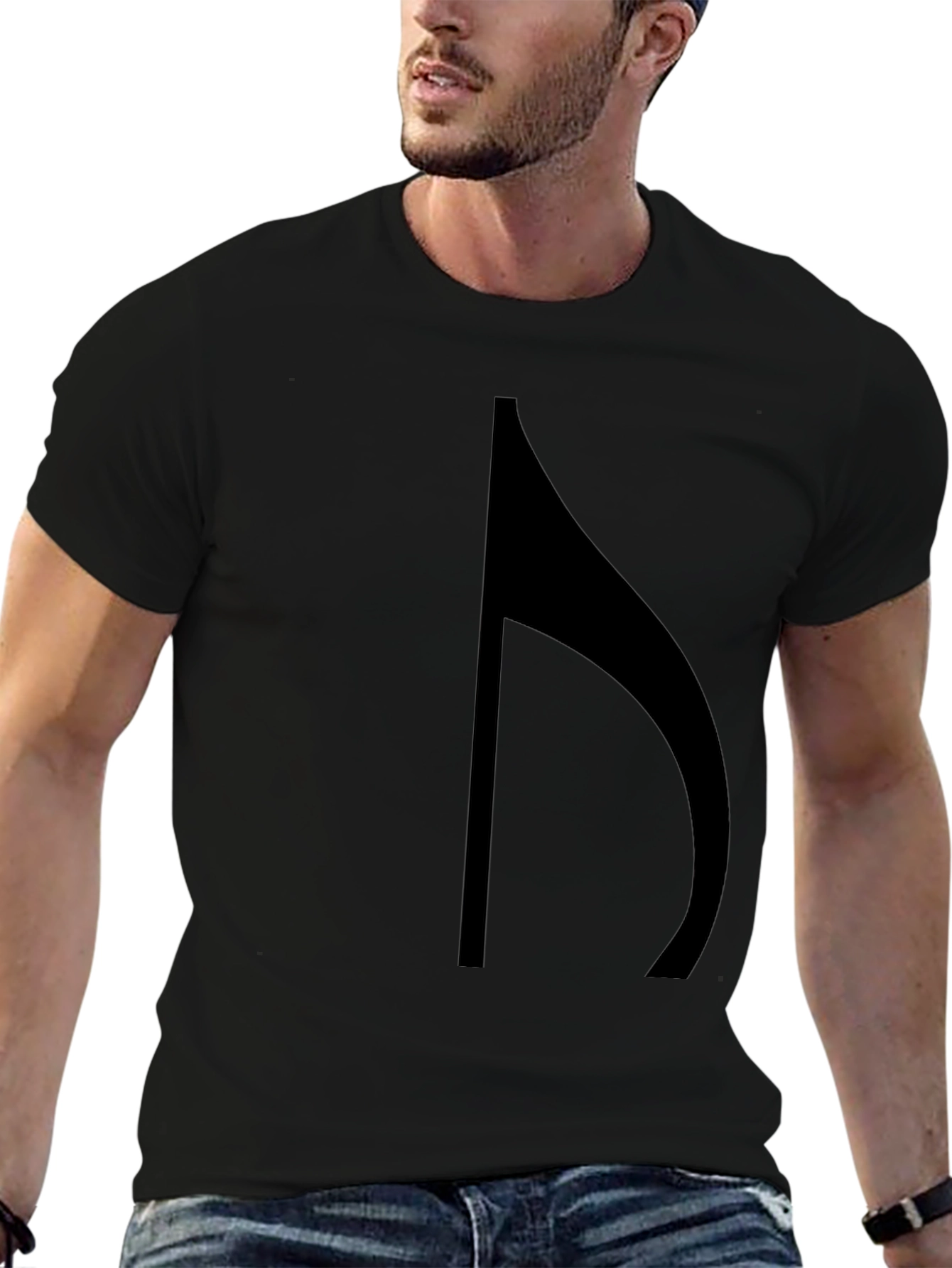 Modern Black T-Shirt with Abstract Musical Note