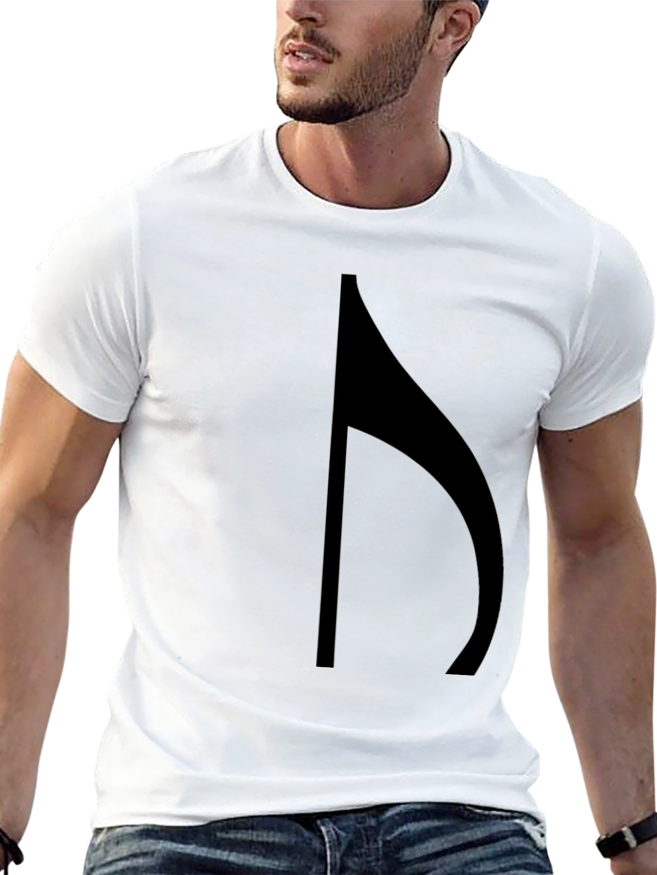 Modern Black T-Shirt with Abstract Musical Note