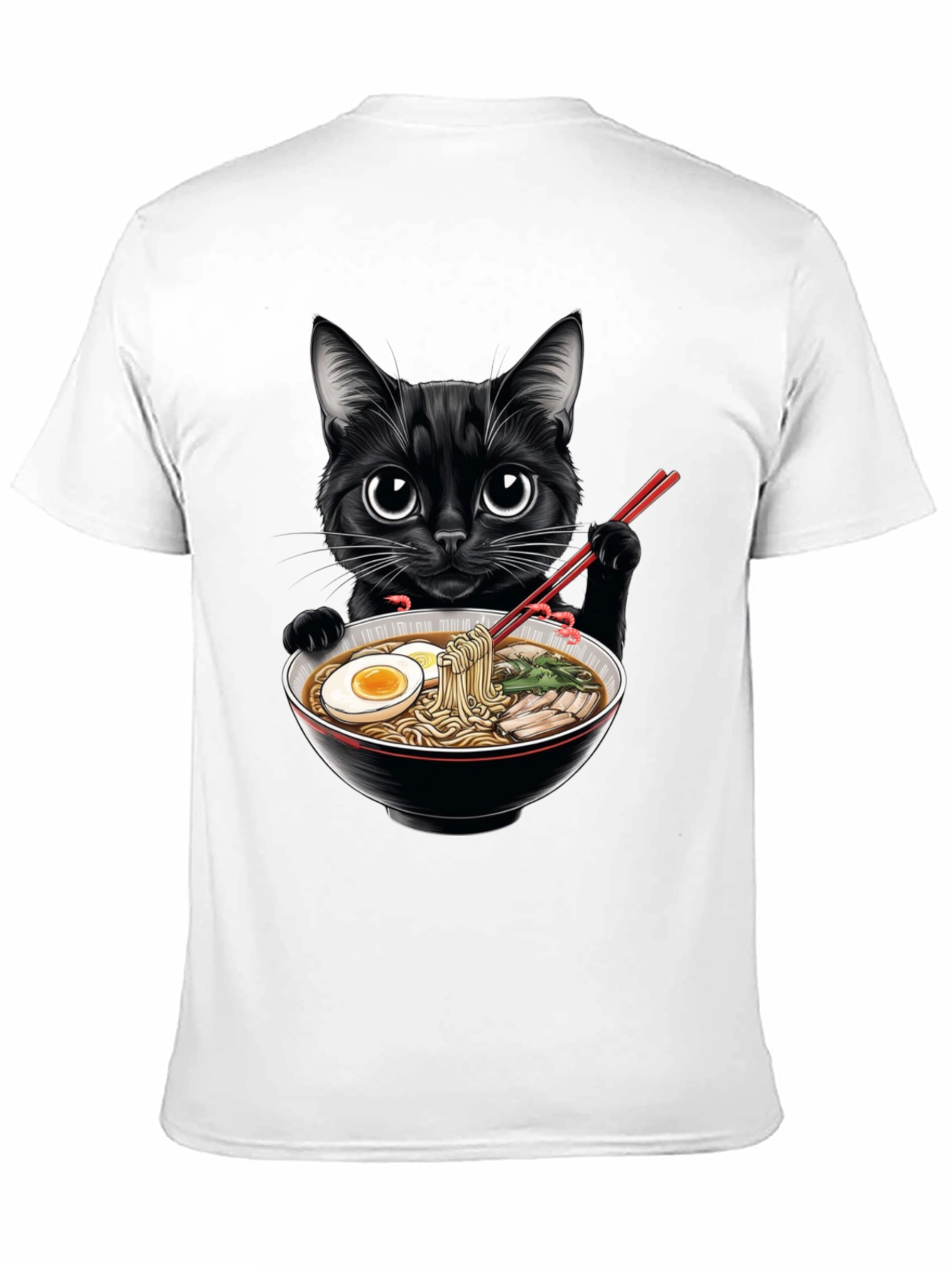 Black Cat Ramen T-Shirt - Cute Anime Style Tee