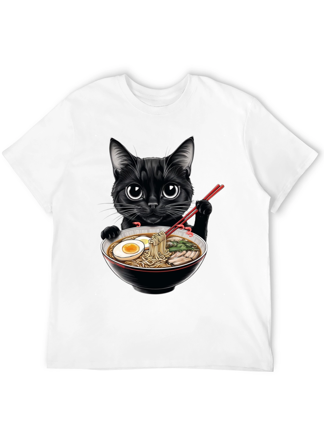 Black Cat Ramen T-Shirt - Cute Anime Style Tee