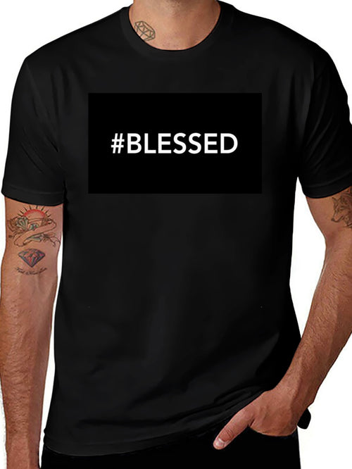 #Blessed Graphic Tee - Black Casual T-Shirt for Men