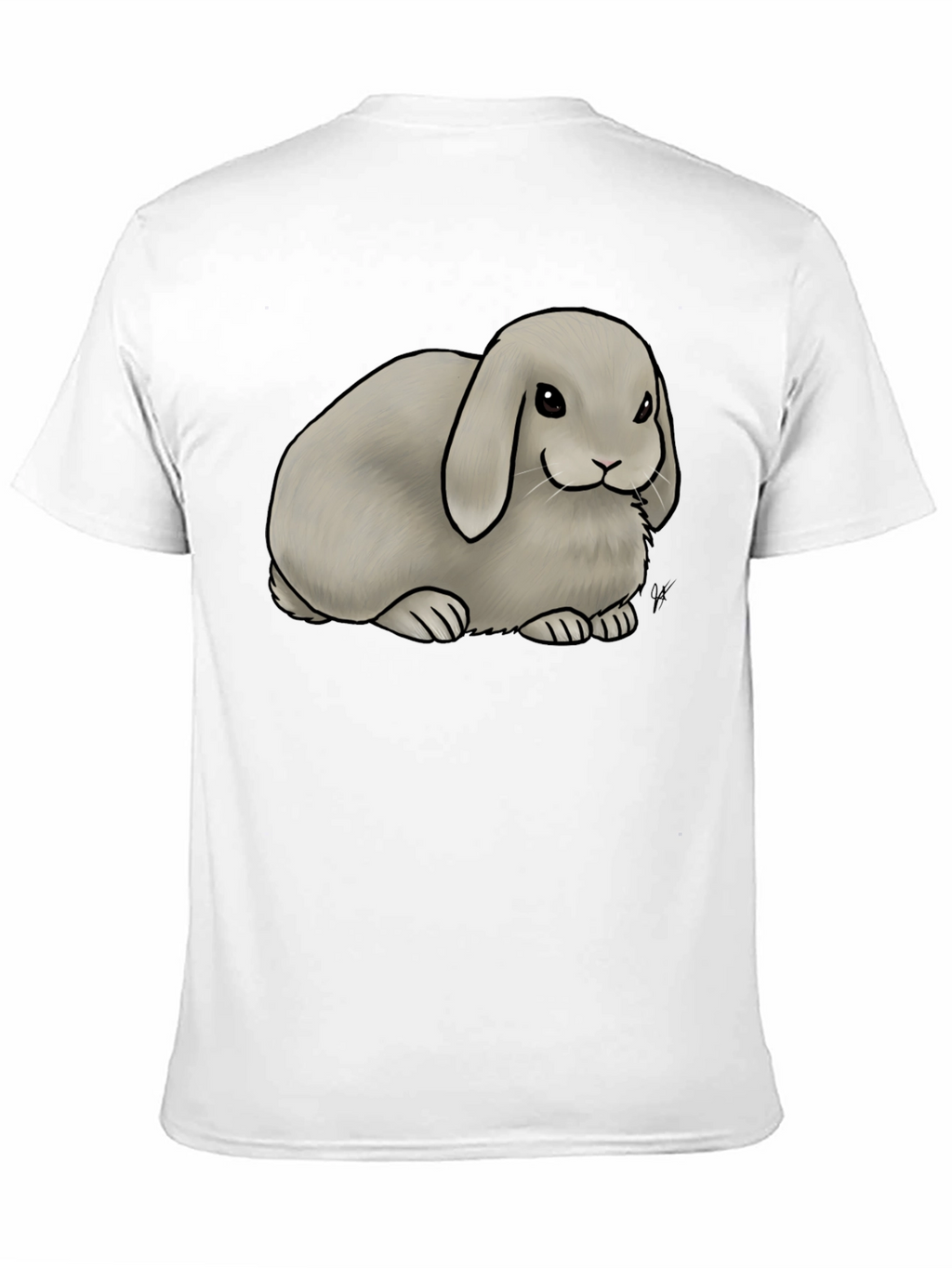 Cute Lop Bunny Graphic T-Shirt - Black