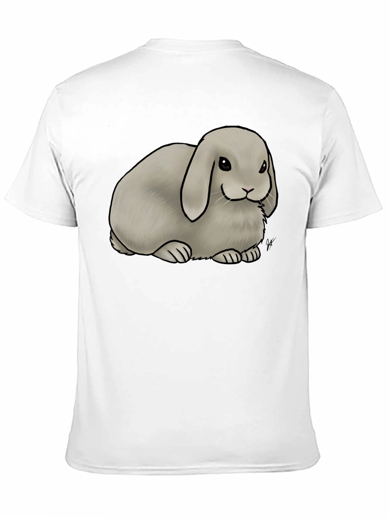 Cute Lop Bunny Graphic T-Shirt - Black