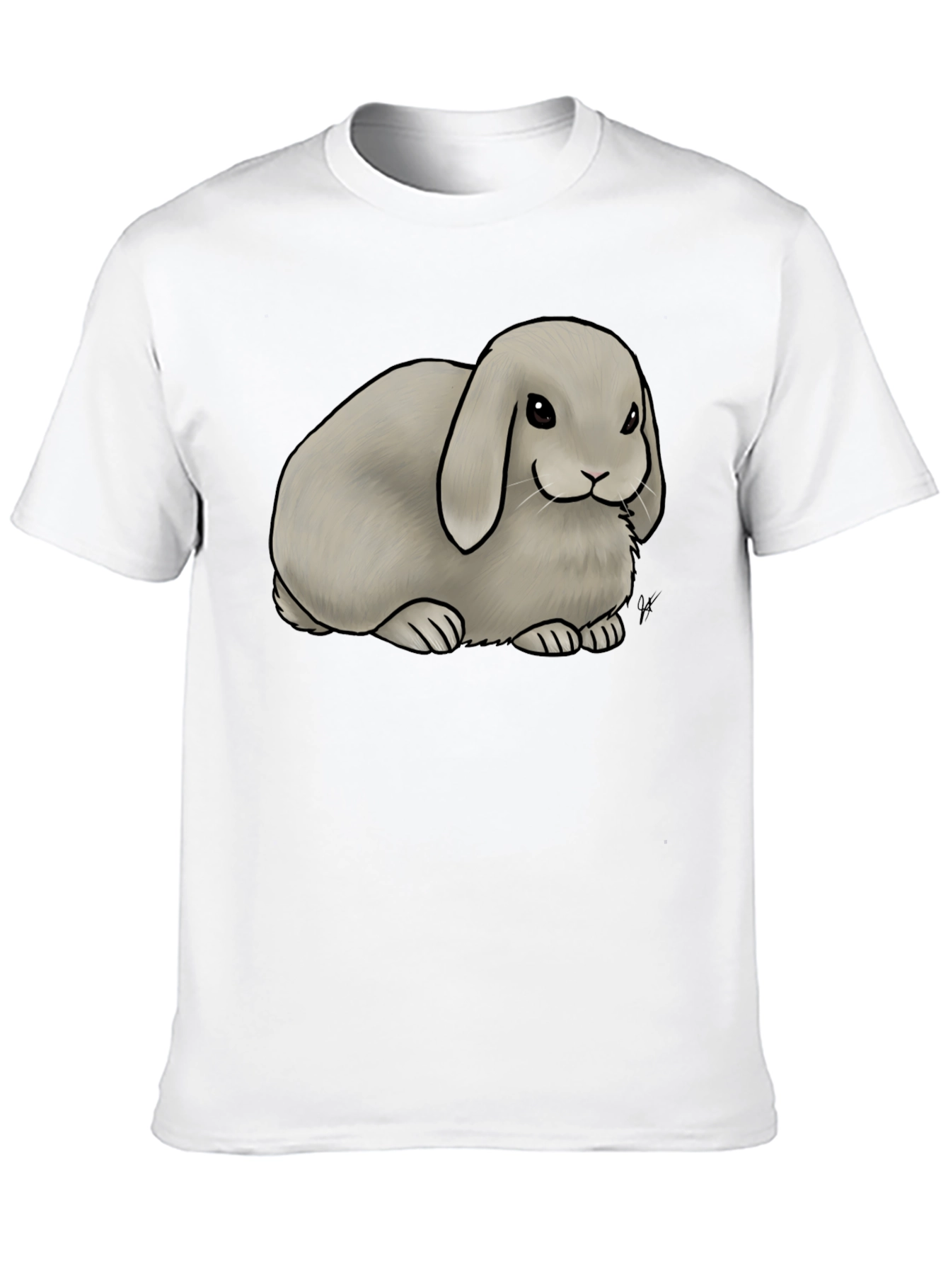 Cute Lop Bunny Graphic T-Shirt - Black