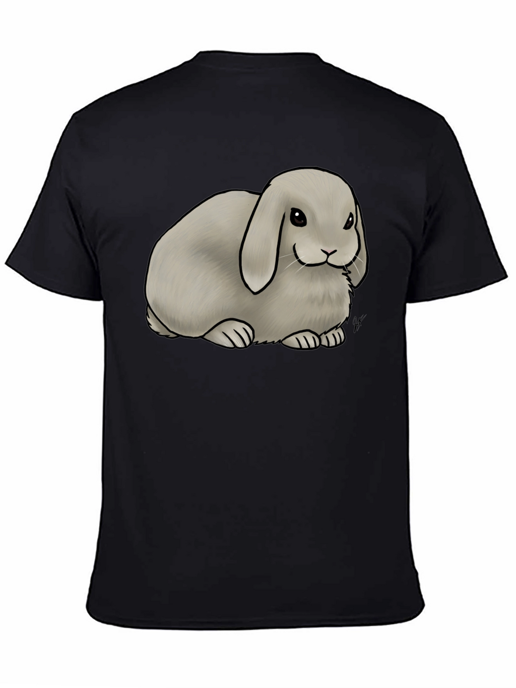 Cute Lop Bunny Graphic T-Shirt - Black