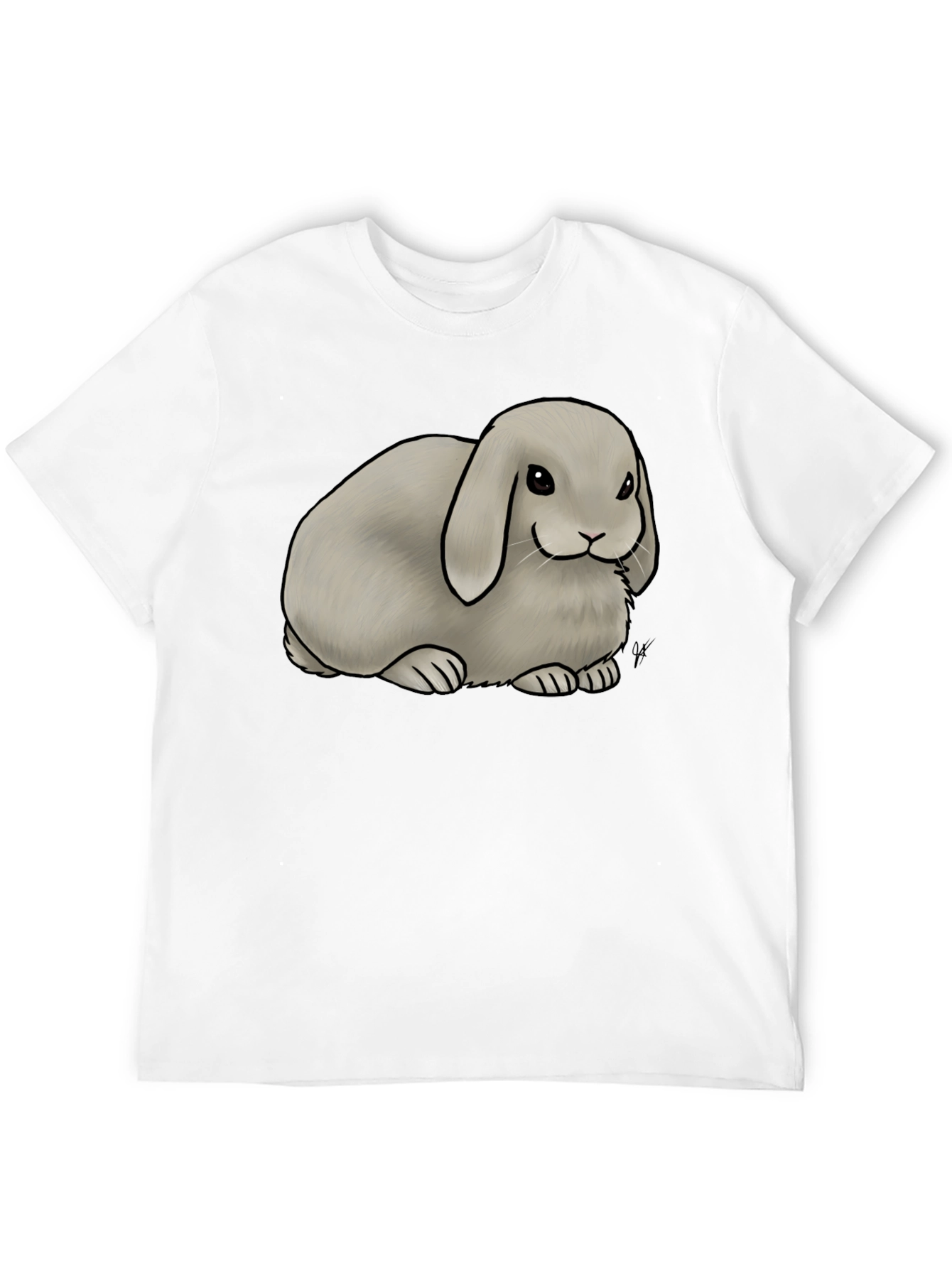 Cute Lop Bunny Graphic T-Shirt - Black