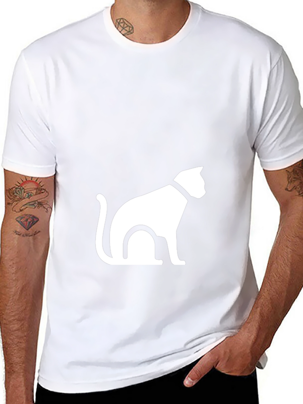 Black T-Shirt with Cat Graphic