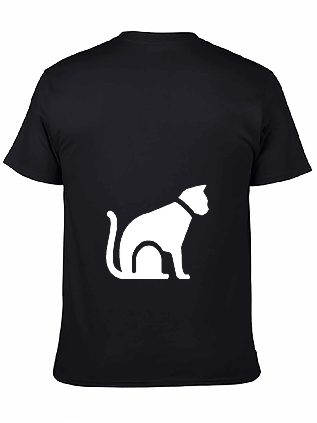 Black T-Shirt with Cat Graphic