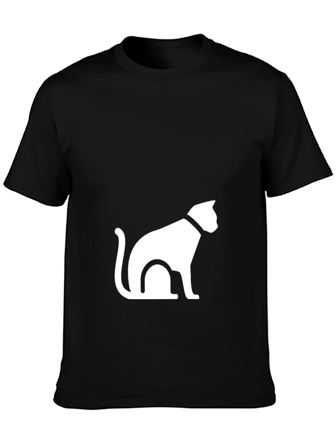 Black T-Shirt with Cat Graphic