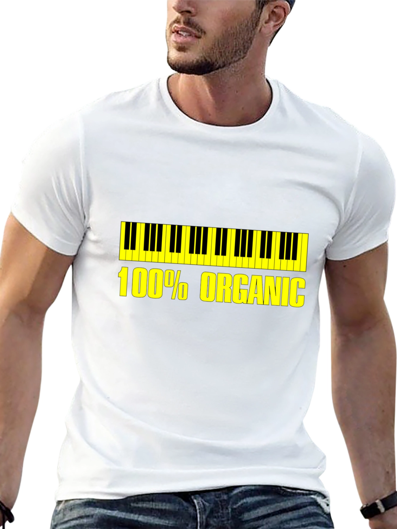 Organic Piano T-Shirt - Black Unique Design