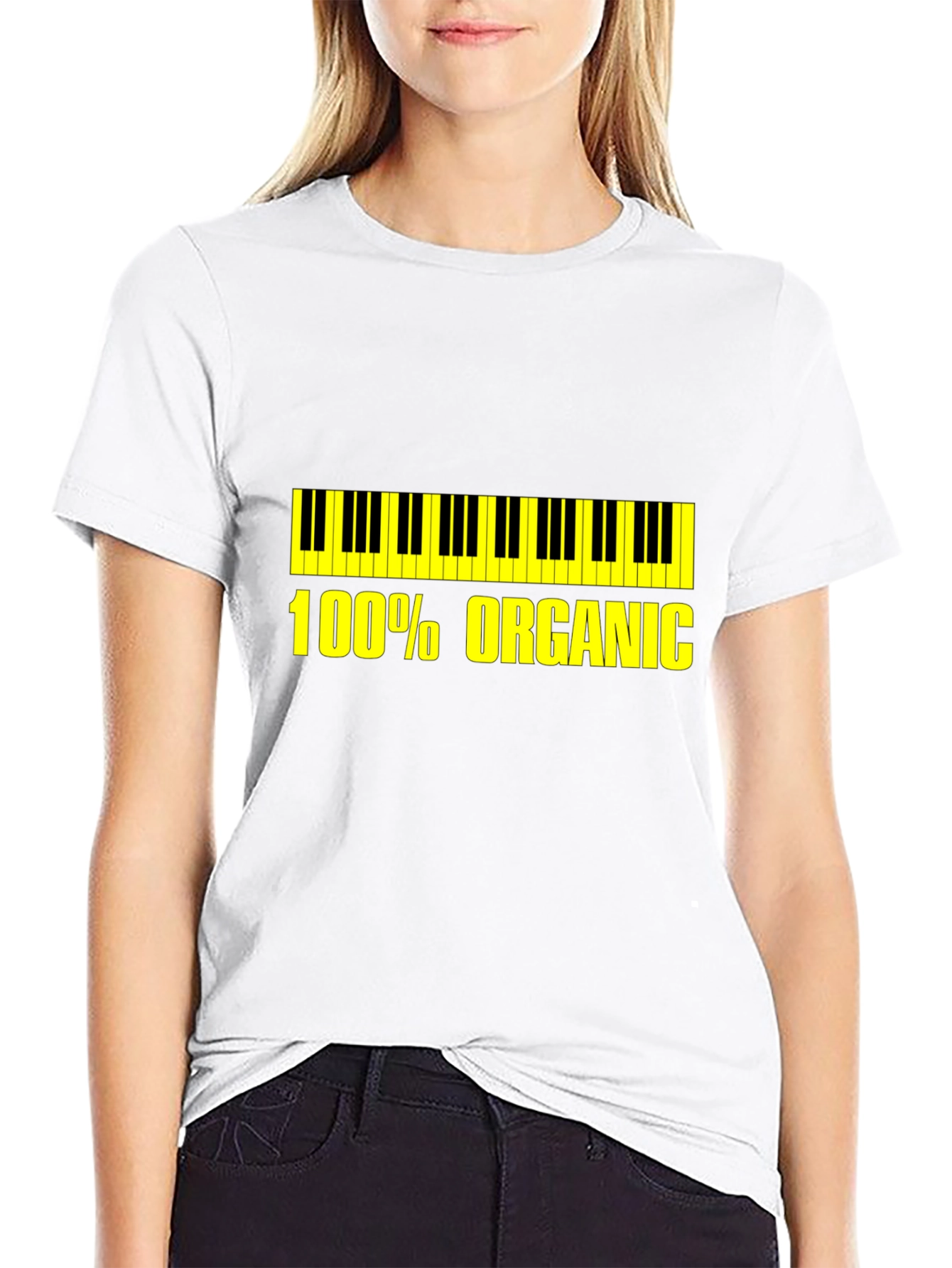 Organic Piano T-Shirt - Black Unique Design