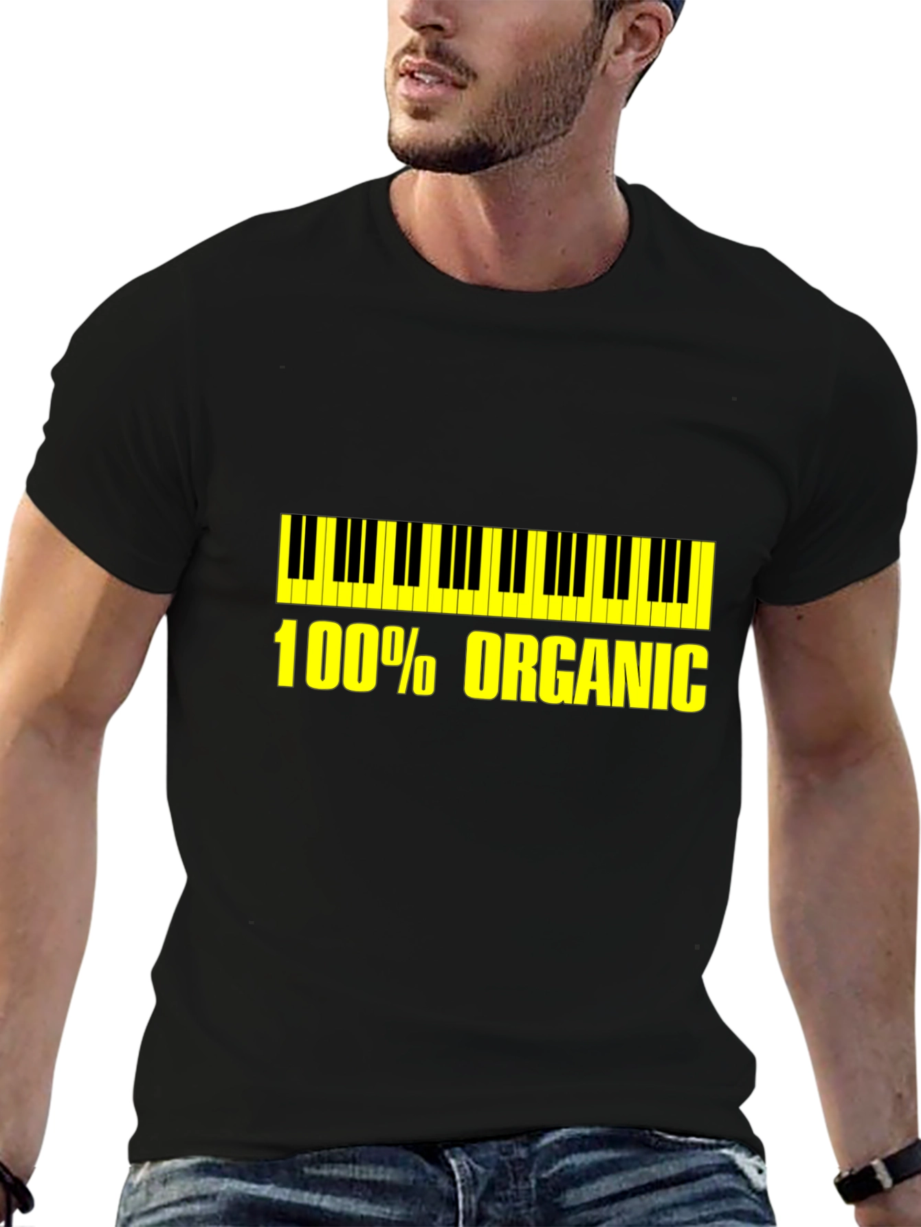 Organic Piano T-Shirt - Black Unique Design