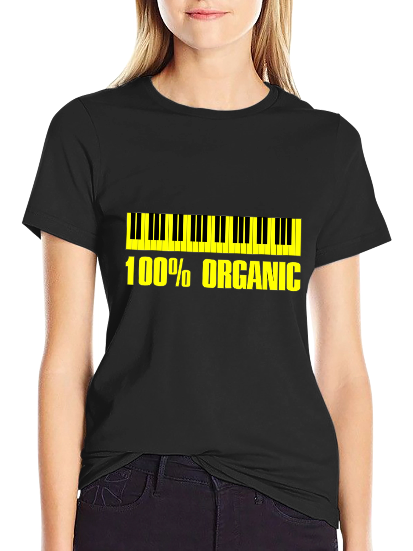 Organic Piano T-Shirt - Black Unique Design
