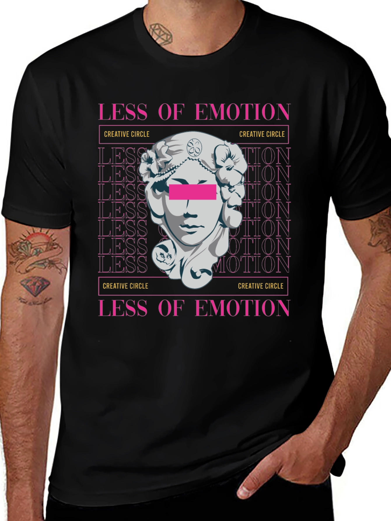 Less of Emotion Graphic Tee - Artistic Black T-Shirt
