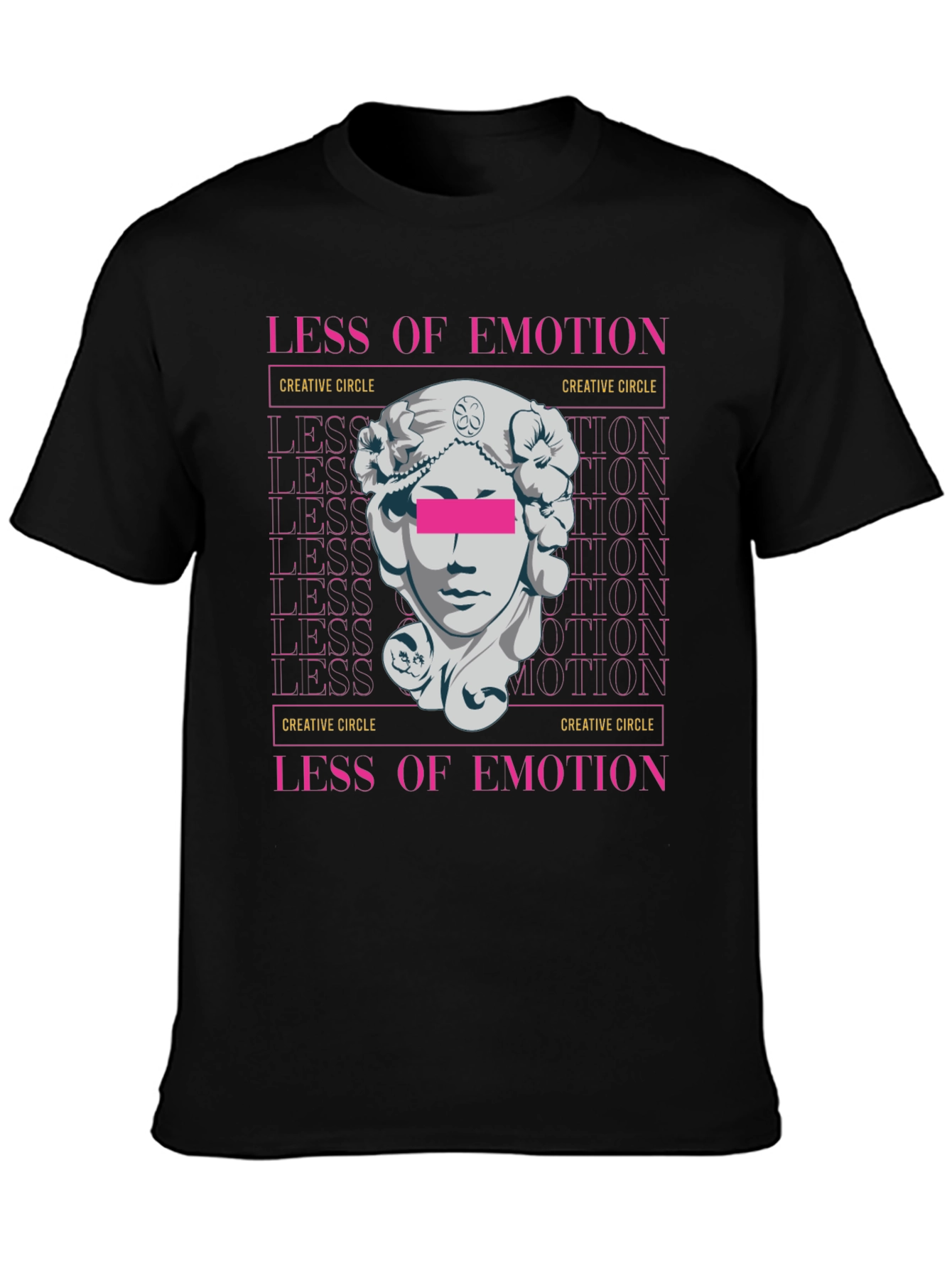 Less of Emotion Graphic Tee - Artistic Black T-Shirt
