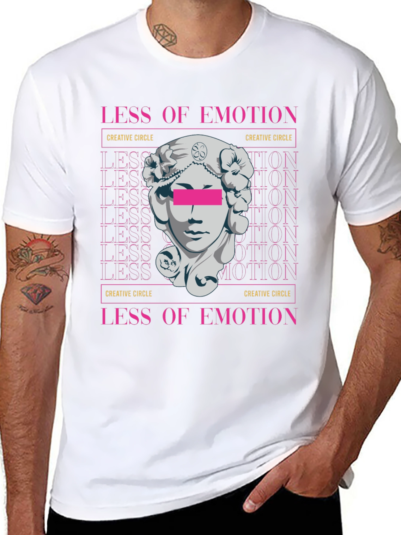 Less of Emotion Graphic Tee - Artistic Black T-Shirt