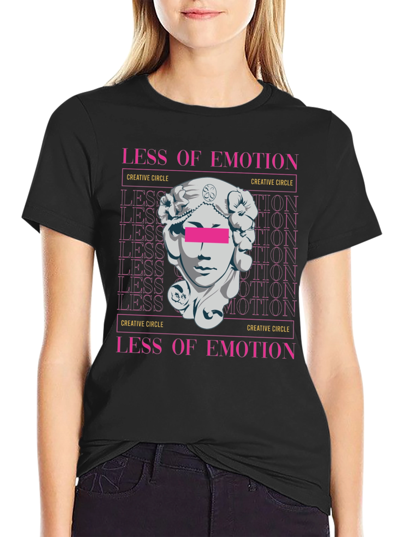 Less of Emotion Graphic Tee - Artistic Black T-Shirt