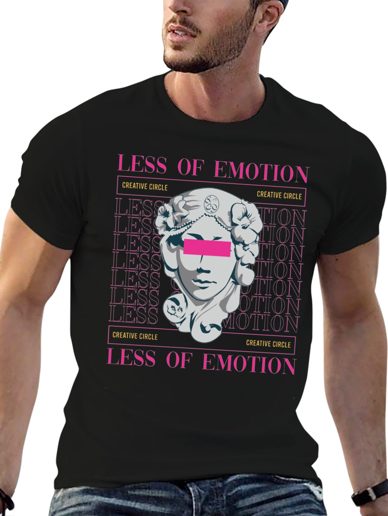 Less of Emotion Graphic Tee - Artistic Black T-Shirt