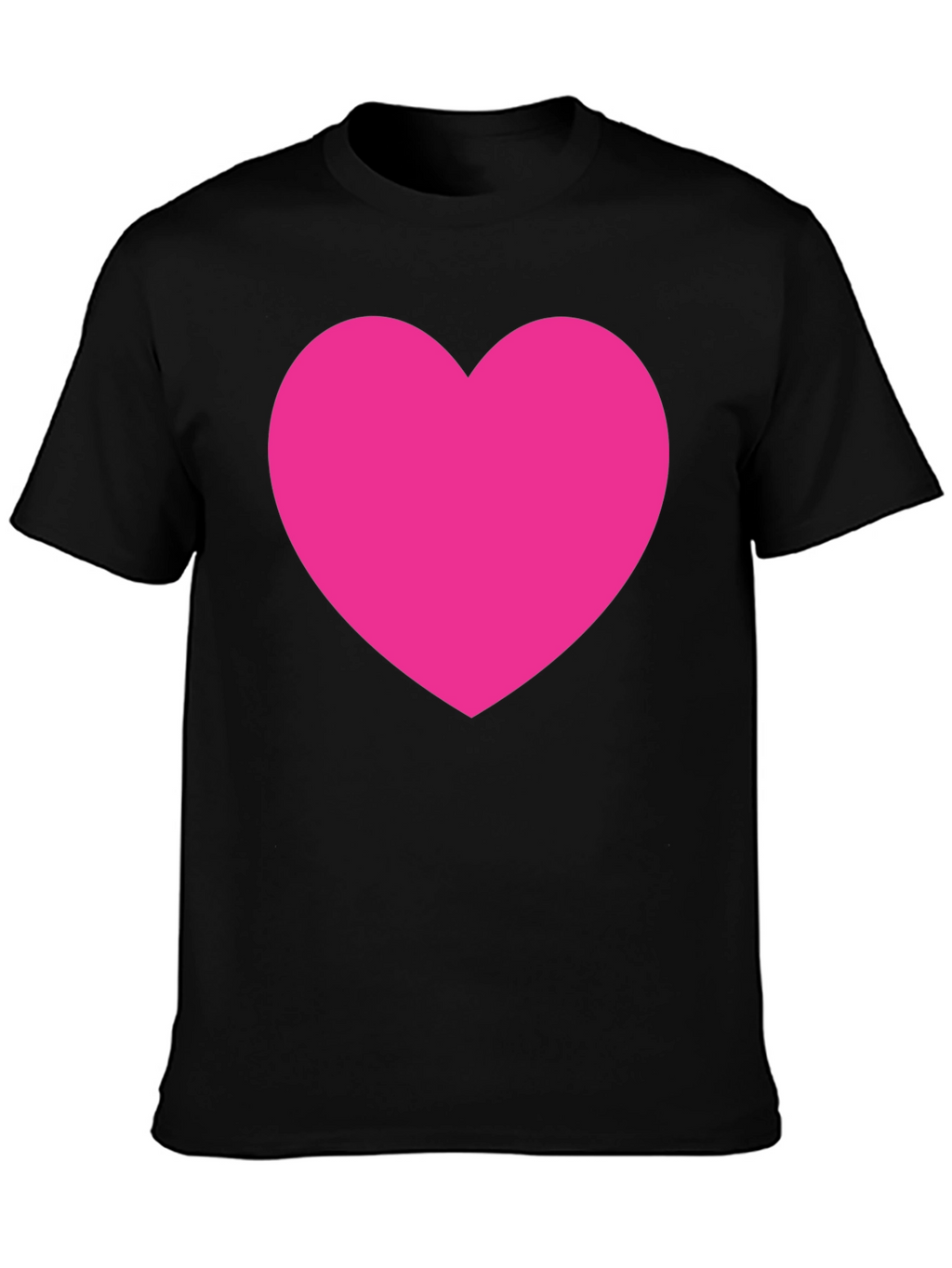 Bold Pink Heart Graphic Black T-Shirt