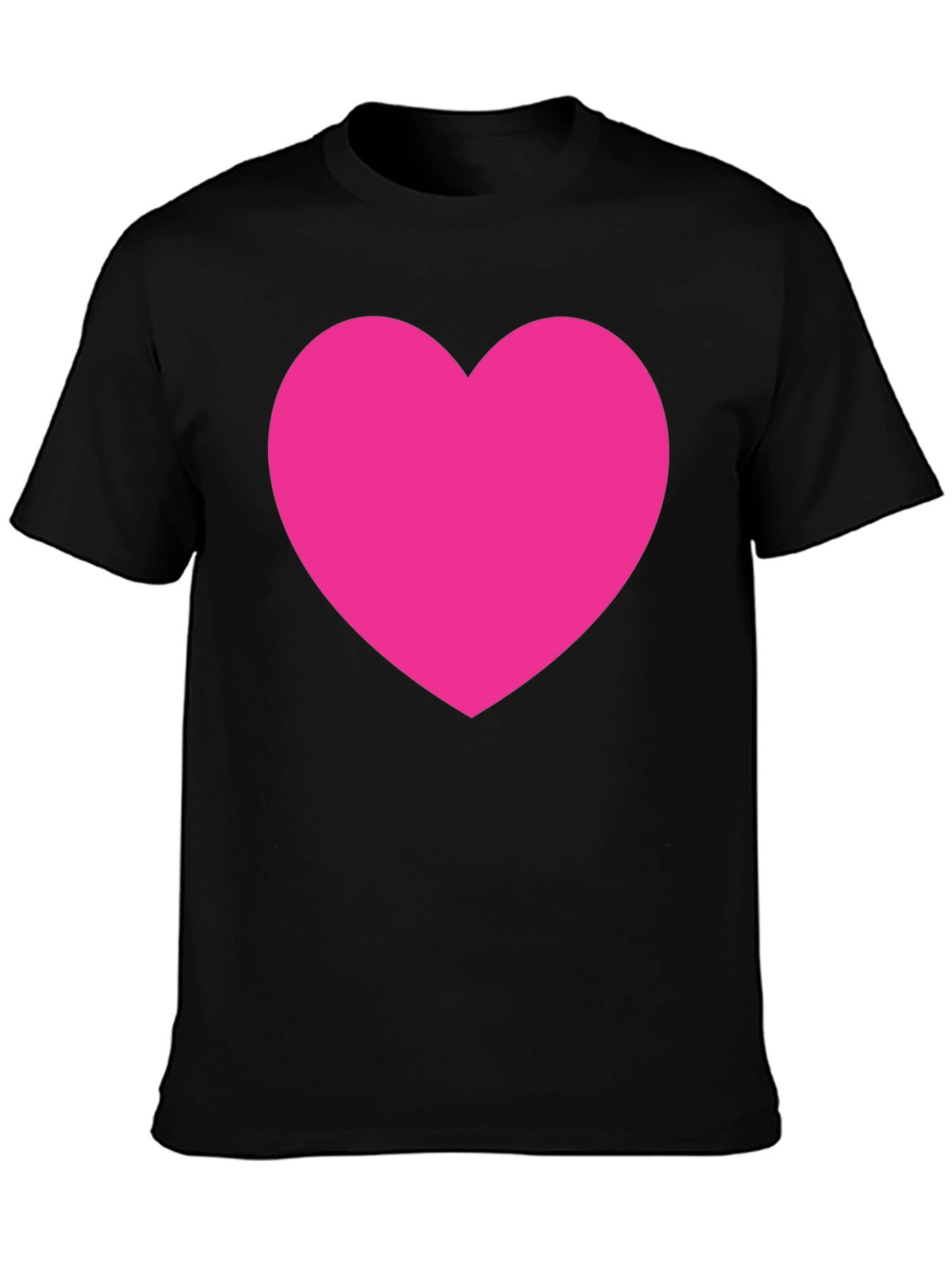 Bold Pink Heart Graphic Black T-Shirt